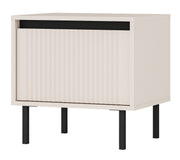 Osaka Nachttisch mit Schublade und geriffelter Front, 52 cm, sandbeige auf schwarzen Beinen