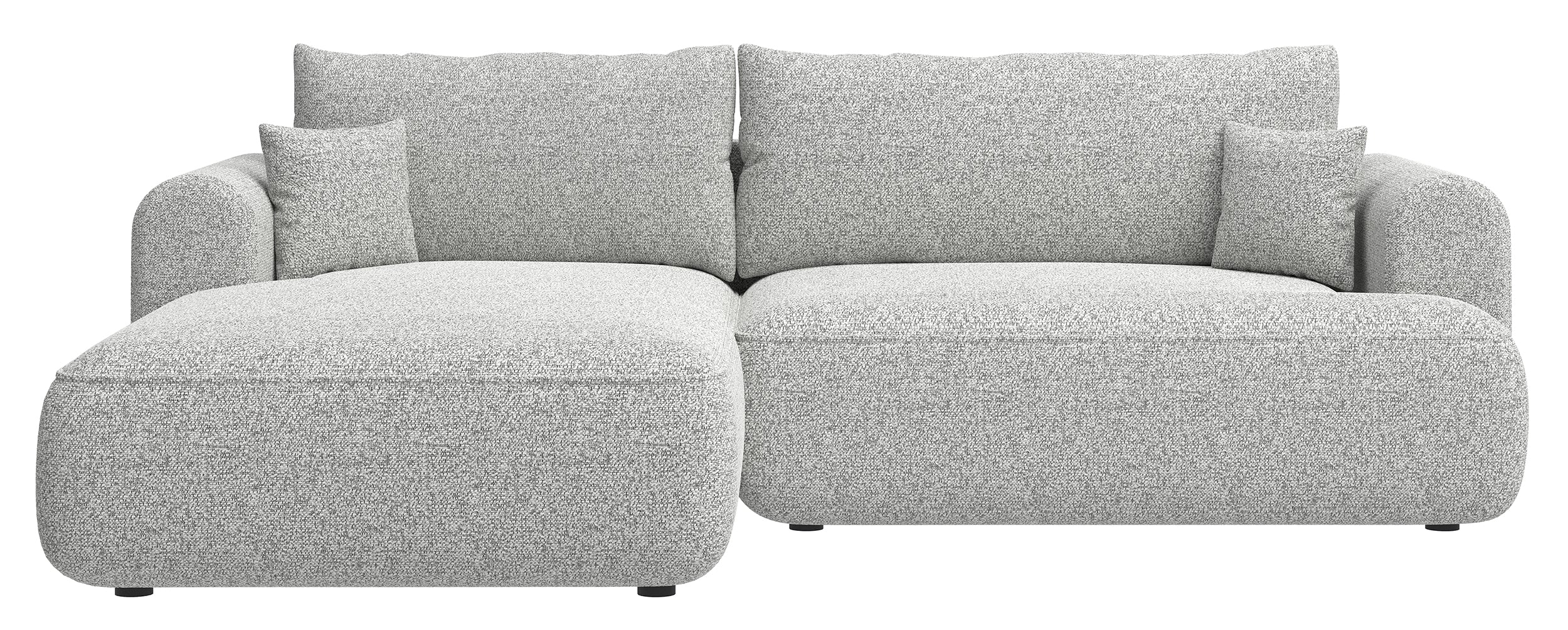 Ecksofa mit Schlaffunktion Ovo, L-förmig, hellgraues Geflecht, linksseitig