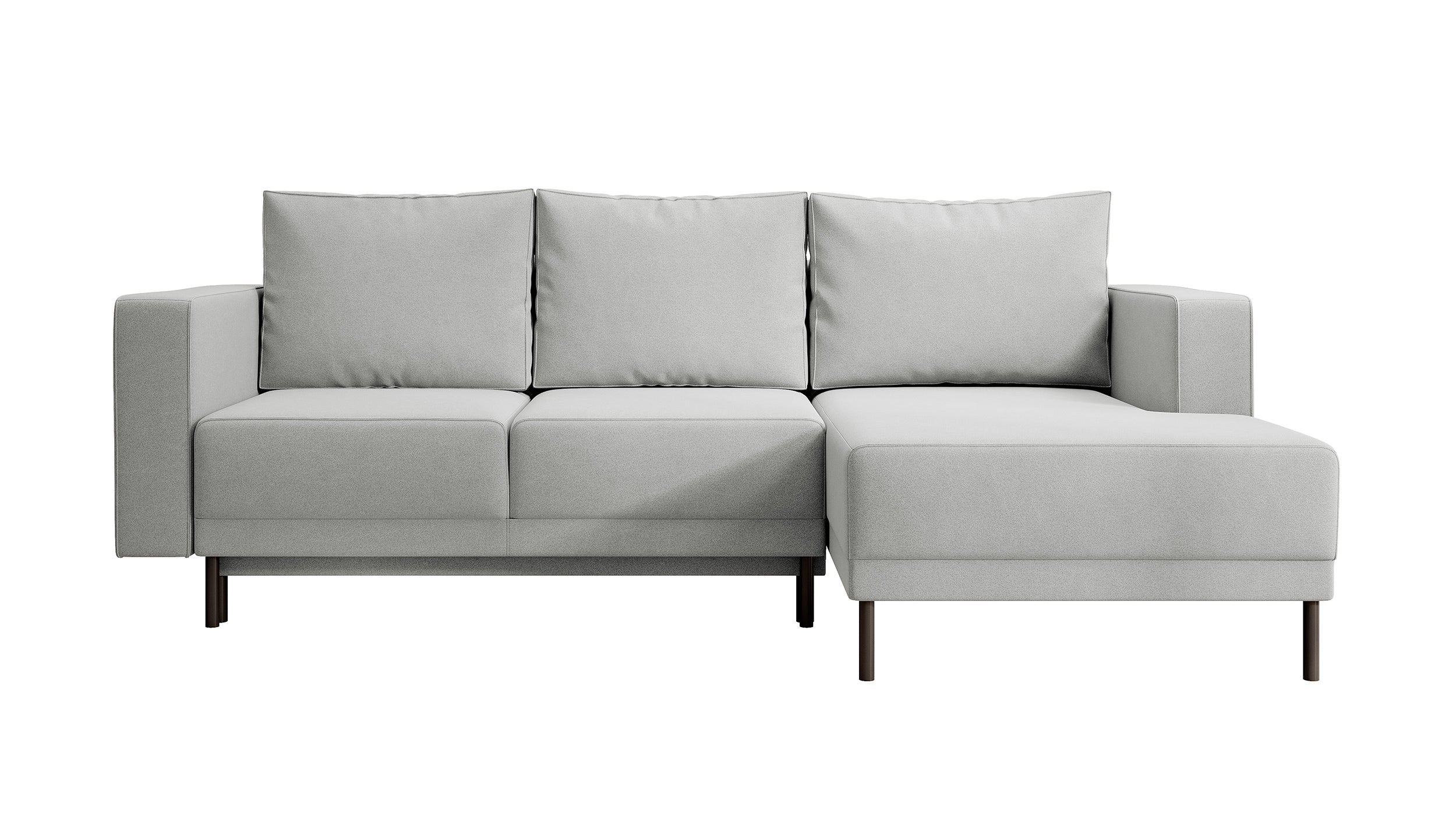Ecksofa mit Schlaffunktion Rodario Mini, L-förmig, mit Stauraum, grau, leicht zu reinigender Samt, rechtsseitig
