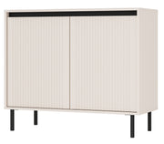Zweiturige Kommode Osaka mit gerillten Fronten, 100 cm, sandbeige auf schwarzen Beinen
