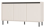 Drehtür-Kommode Osaka mit gerillten Fronten, 149 cm, sandbeige auf schwarzen Beinen