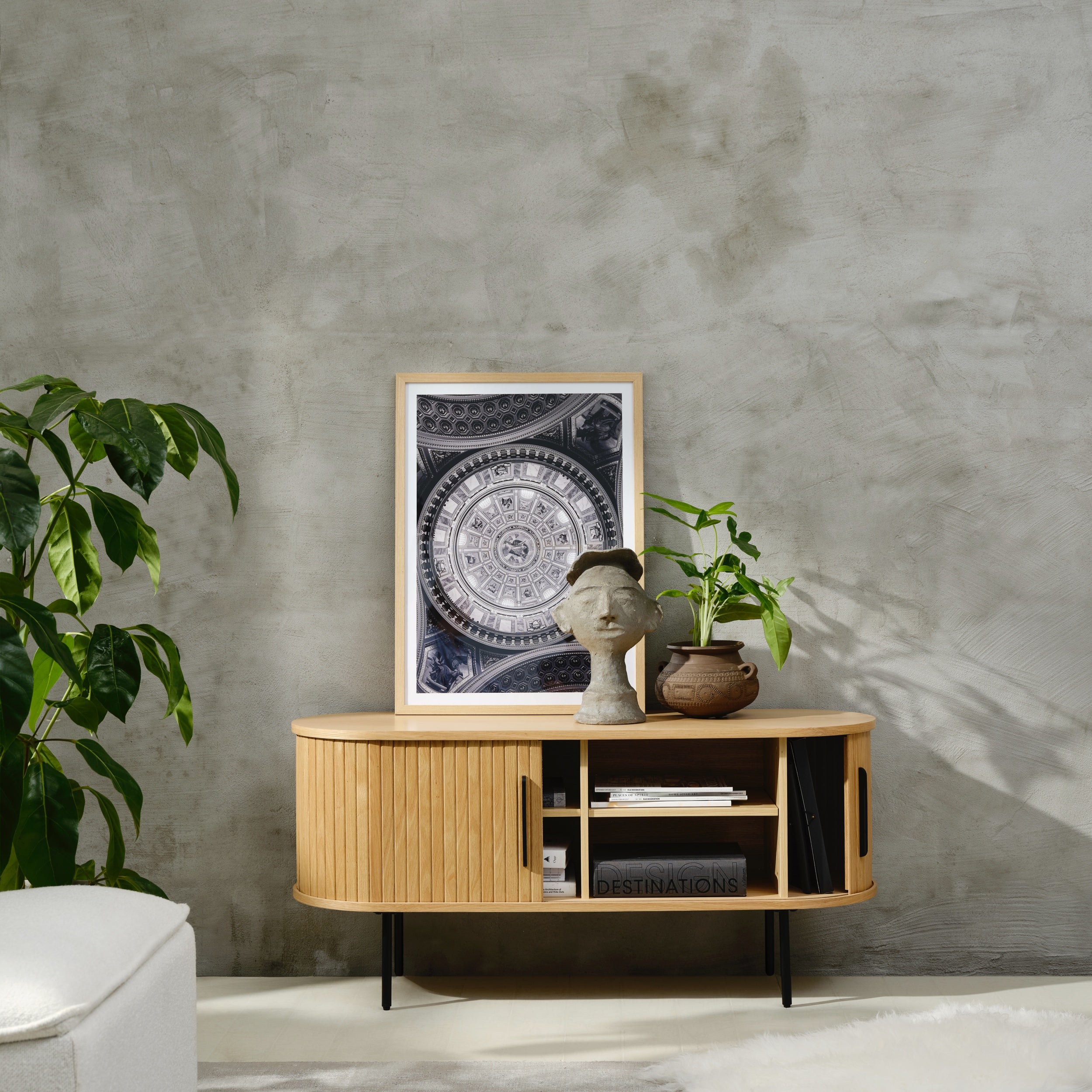 TV-Schrank Gativel 120 cm Lamellen natürliche Eiche