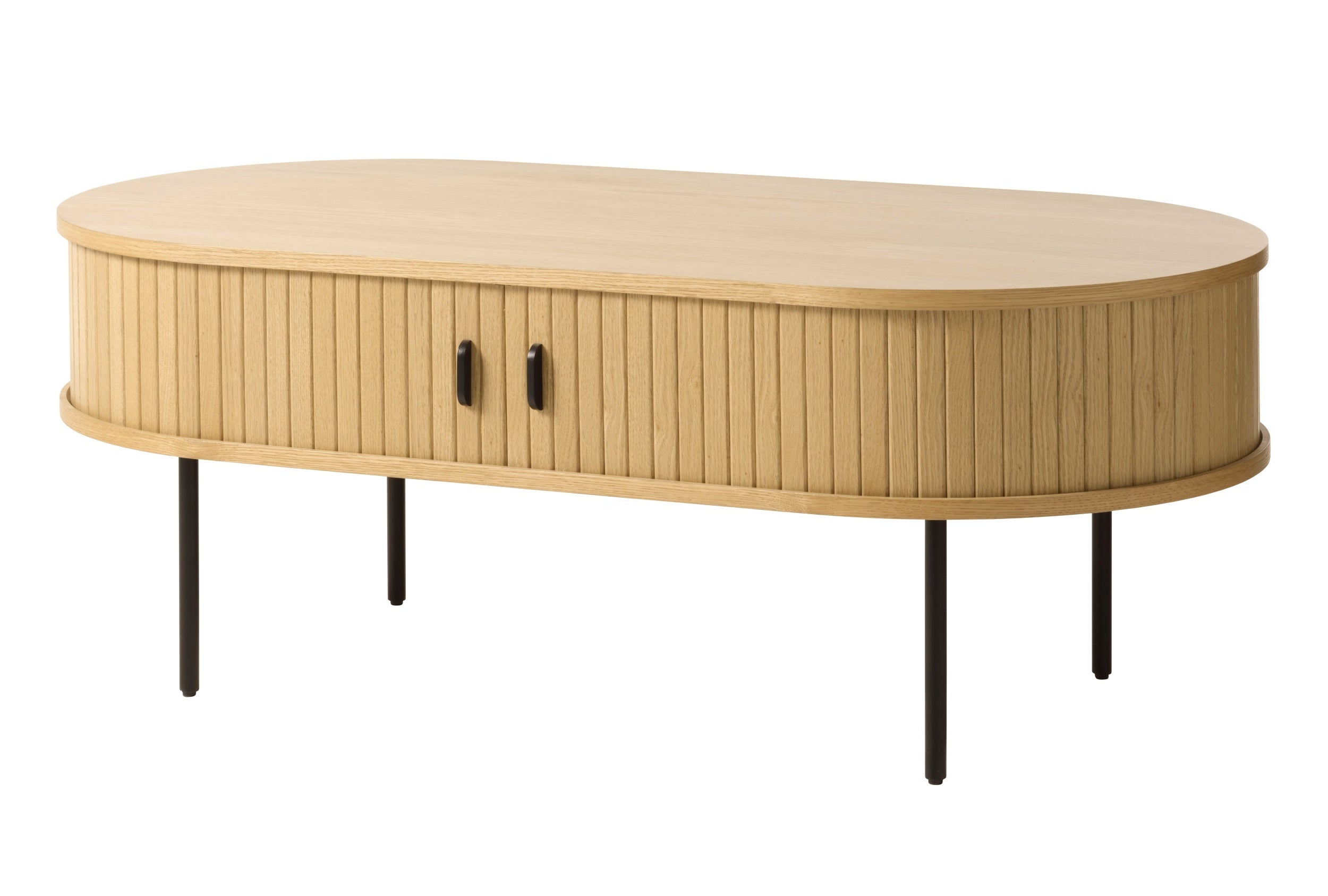 Holz-Couchtisch Gativel 120x60 cm Lamellen in natürlicher Eiche
