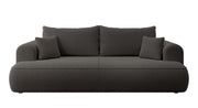 Dunkelgraues, dreisitziges Schlafsofa Ovo mit Stauraum aus Bouclé-Stoff