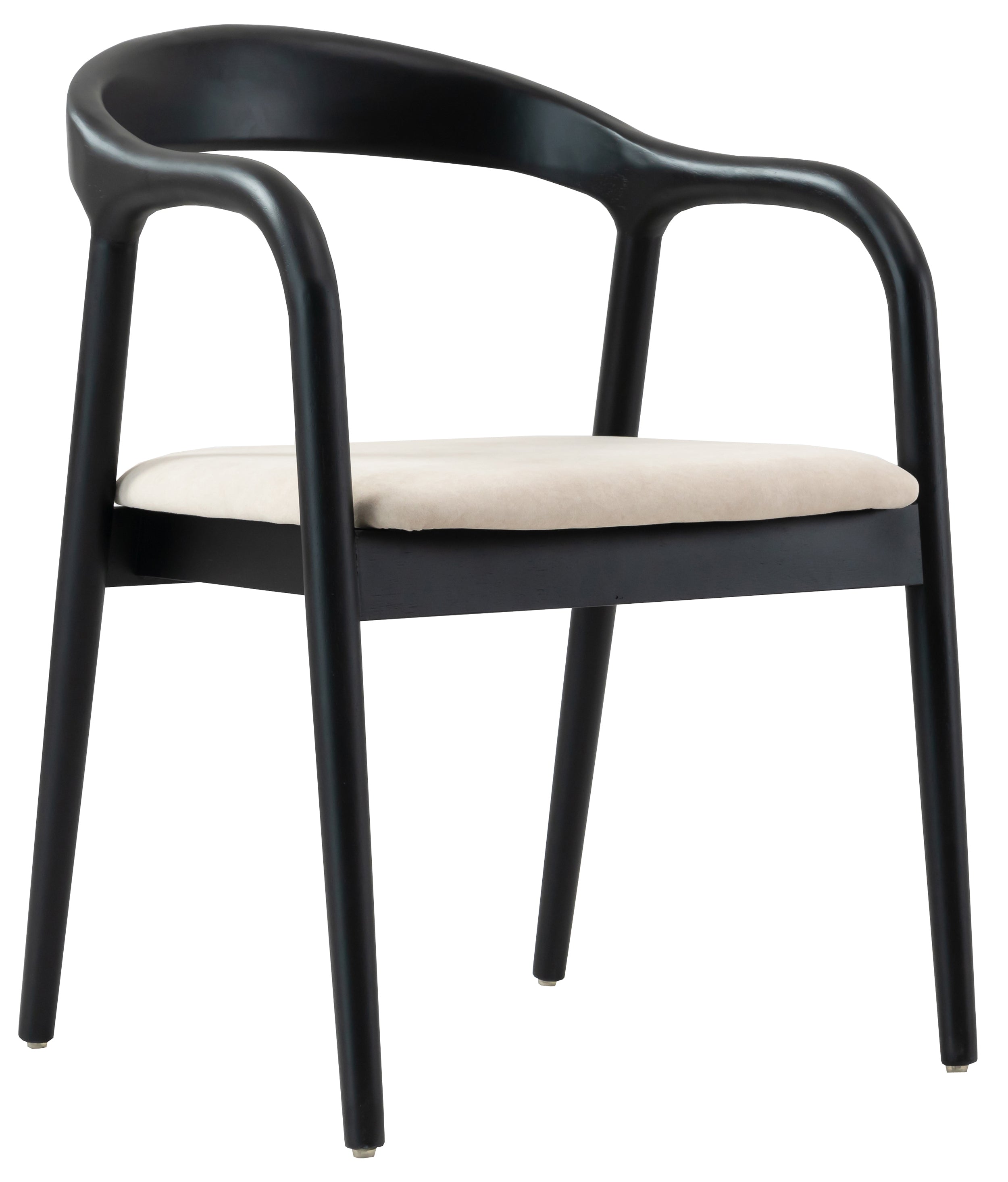 Holzstuhl für das Esszimmer Battione aus leicht zu reinigendem Stoff, beiger Samt/schwarz