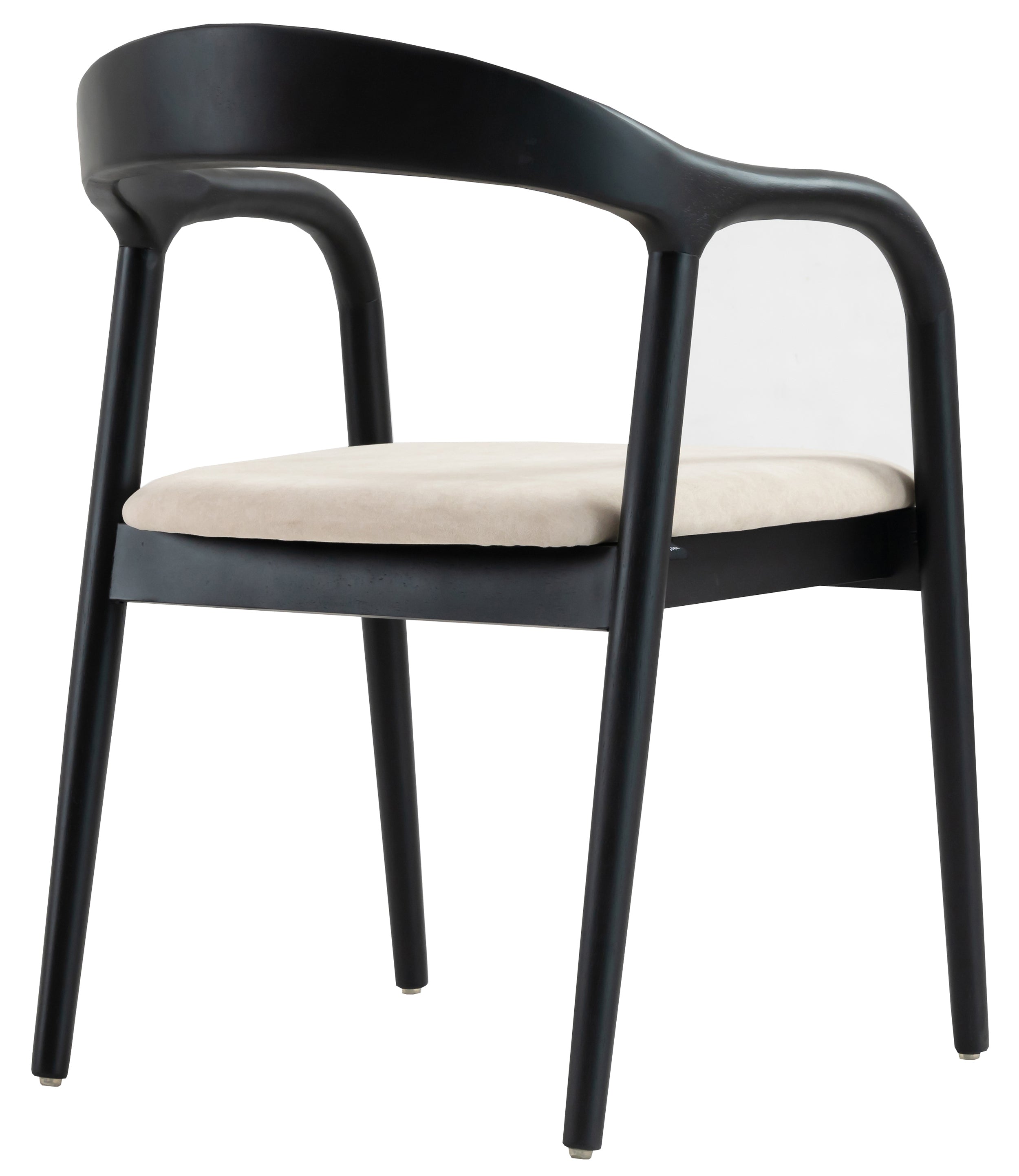 Holzstuhl für das Esszimmer Battione aus leicht zu reinigendem Stoff, beiger Samt/schwarz