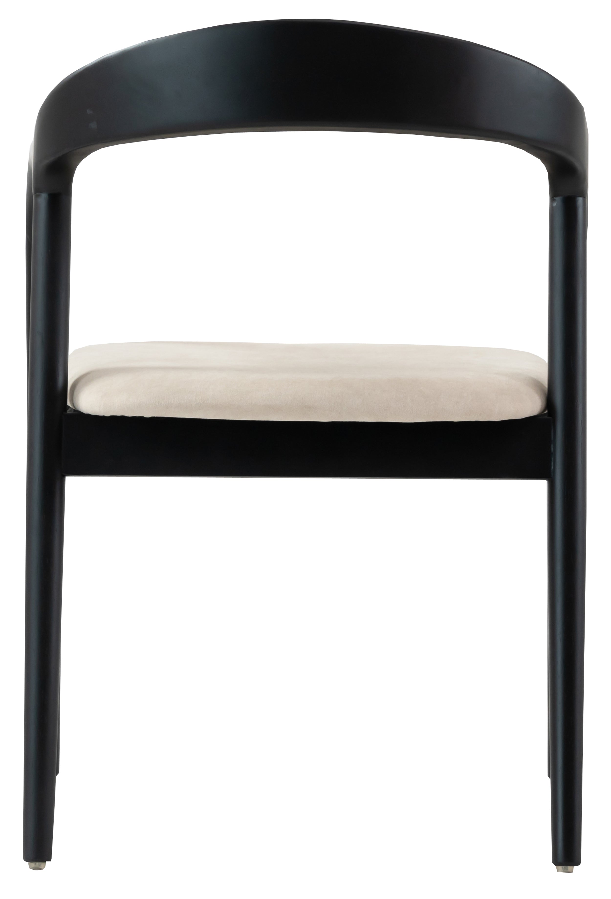 Holzstuhl für das Esszimmer Battione aus leicht zu reinigendem Stoff, beiger Samt/schwarz