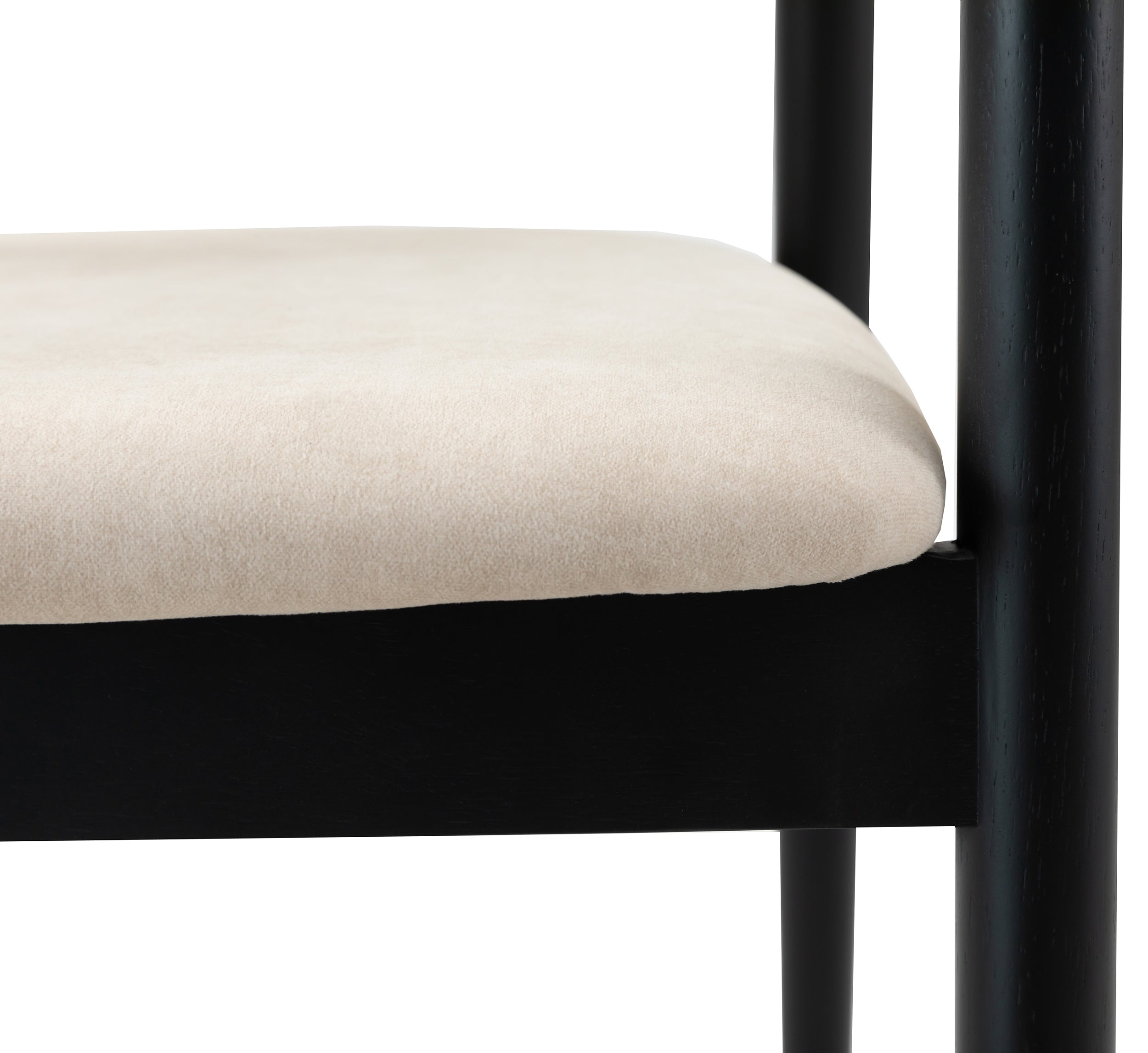 Holzstuhl für das Esszimmer Battione aus leicht zu reinigendem Stoff, beiger Samt/schwarz