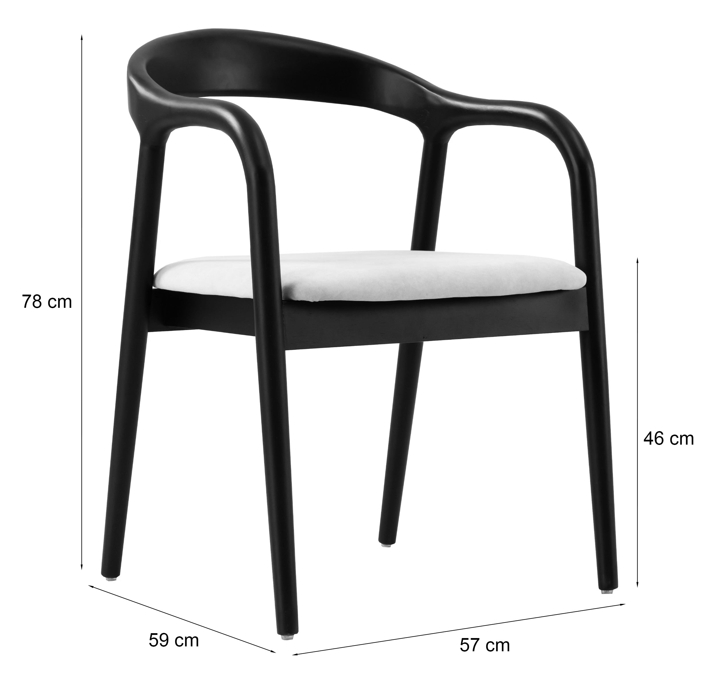 Holzstuhl für das Esszimmer Battione aus leicht zu reinigendem Stoff, beiger Samt/schwarz