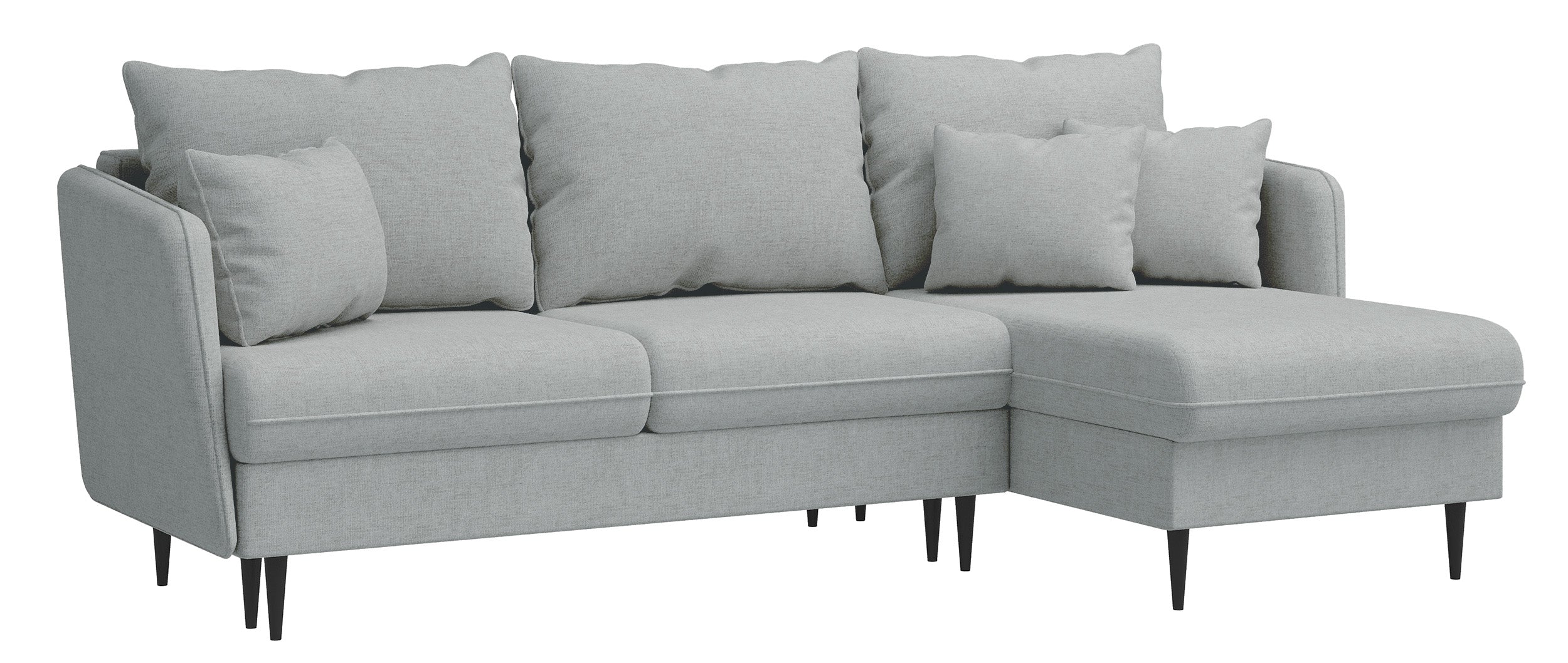 Ecksofa mit Schlaffunktion Volio L-förmig grau Chenille schwarze Beine