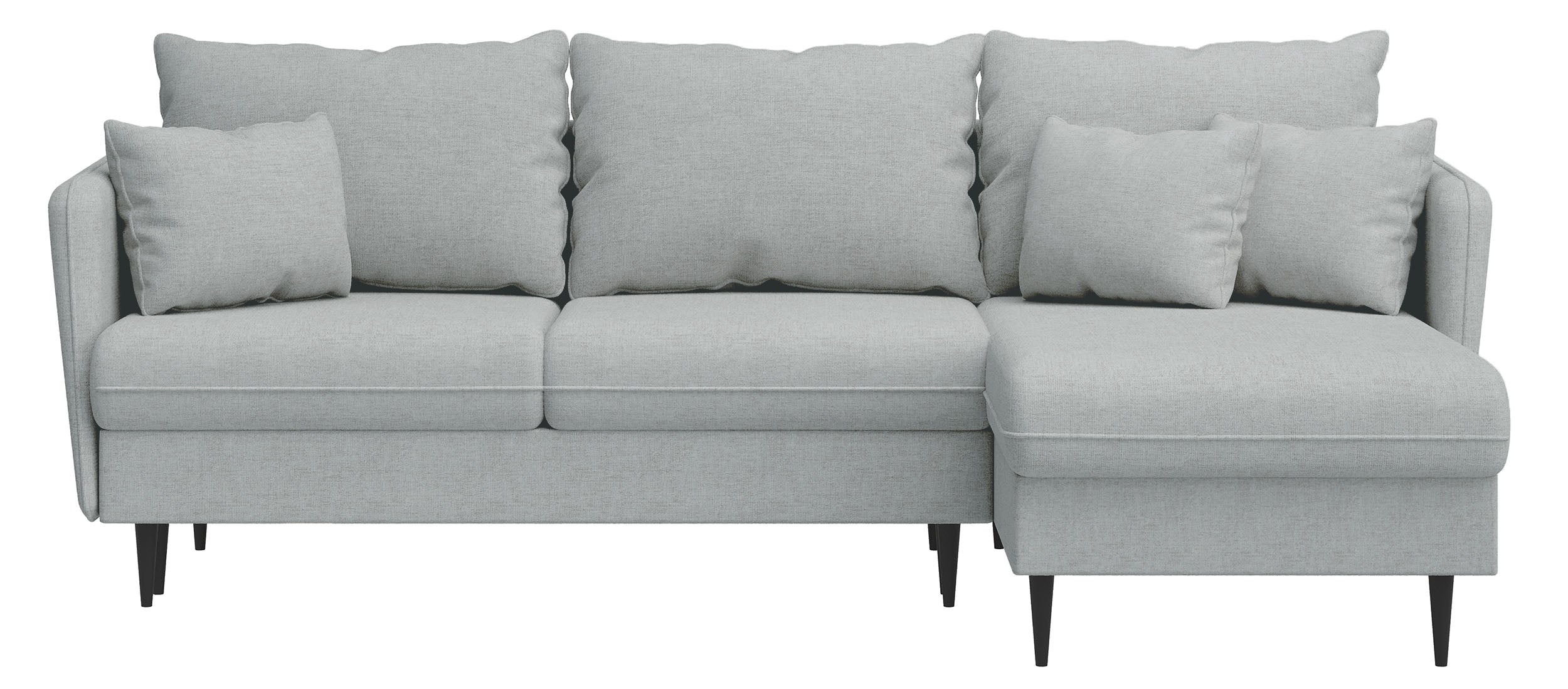 Ecksofa mit Schlaffunktion Volio L-förmig grau Chenille schwarze Beine