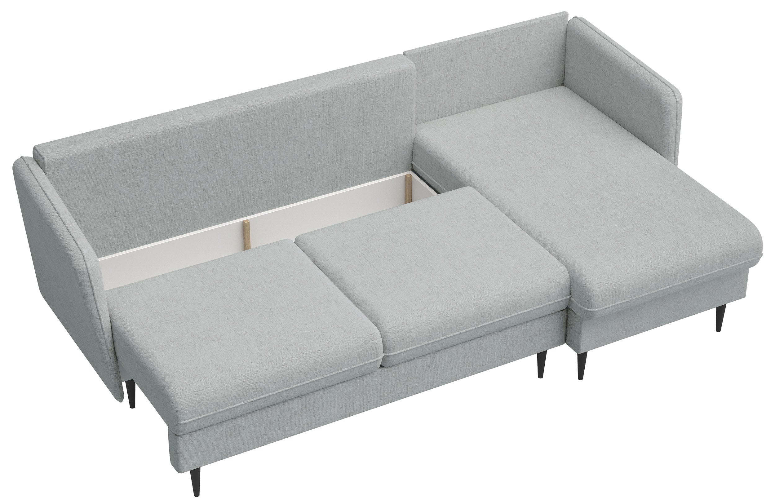 Ecksofa mit Schlaffunktion Volio L-förmig grau Chenille schwarze Beine