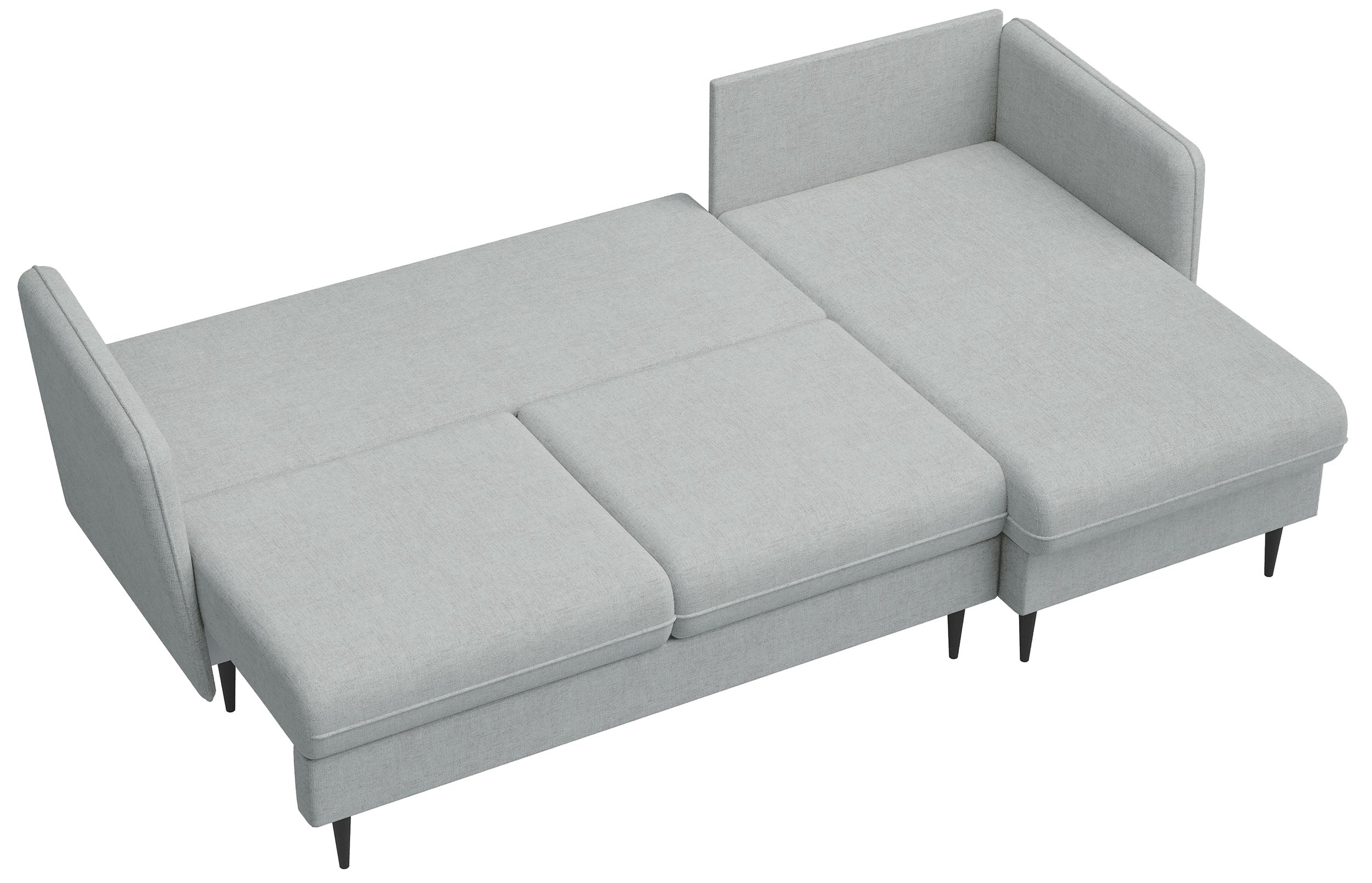 Ecksofa mit Schlaffunktion Volio L-förmig grau Chenille schwarze Beine