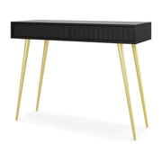 Schminktisch Bello 104 cm schwarz mit goldenen Beinen