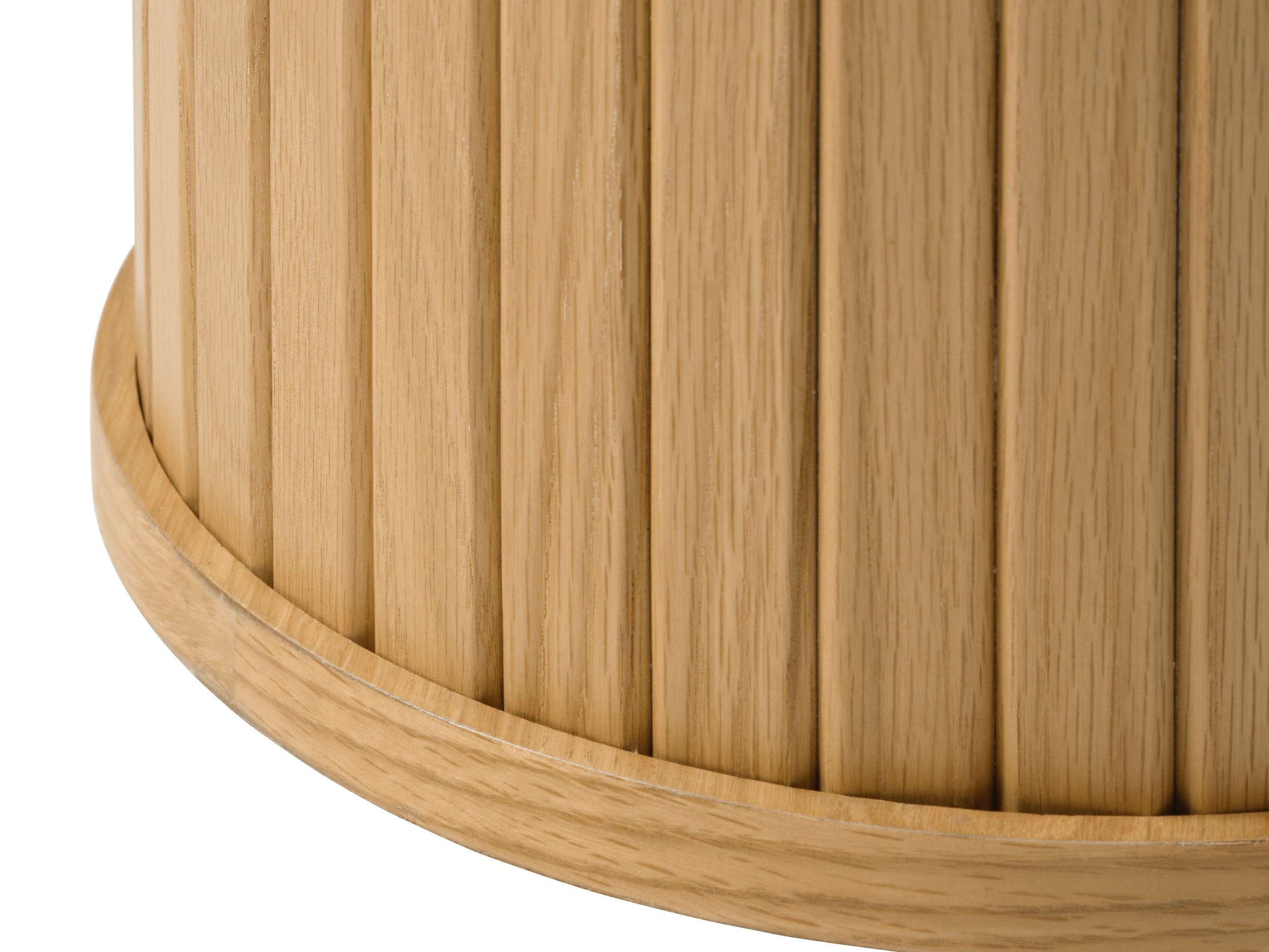 Runder Holztisch Gativel 90 cm mit runder Lamellenbasis, natur Eiche