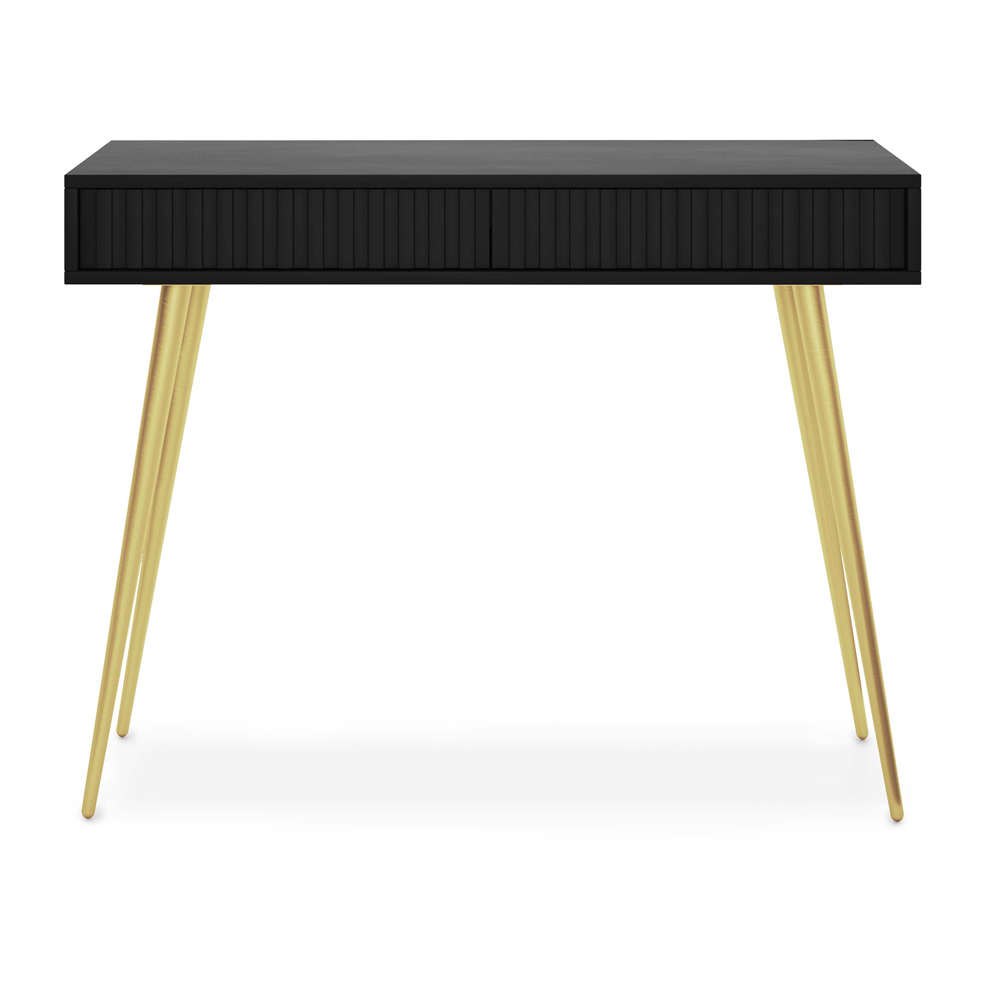 Schminktisch Bello 104 cm schwarz mit goldenen Beinen