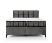 Kontinentales Bett 160x200 cm Beriano mit Stauraum und Matratze, aschgrauer Samt