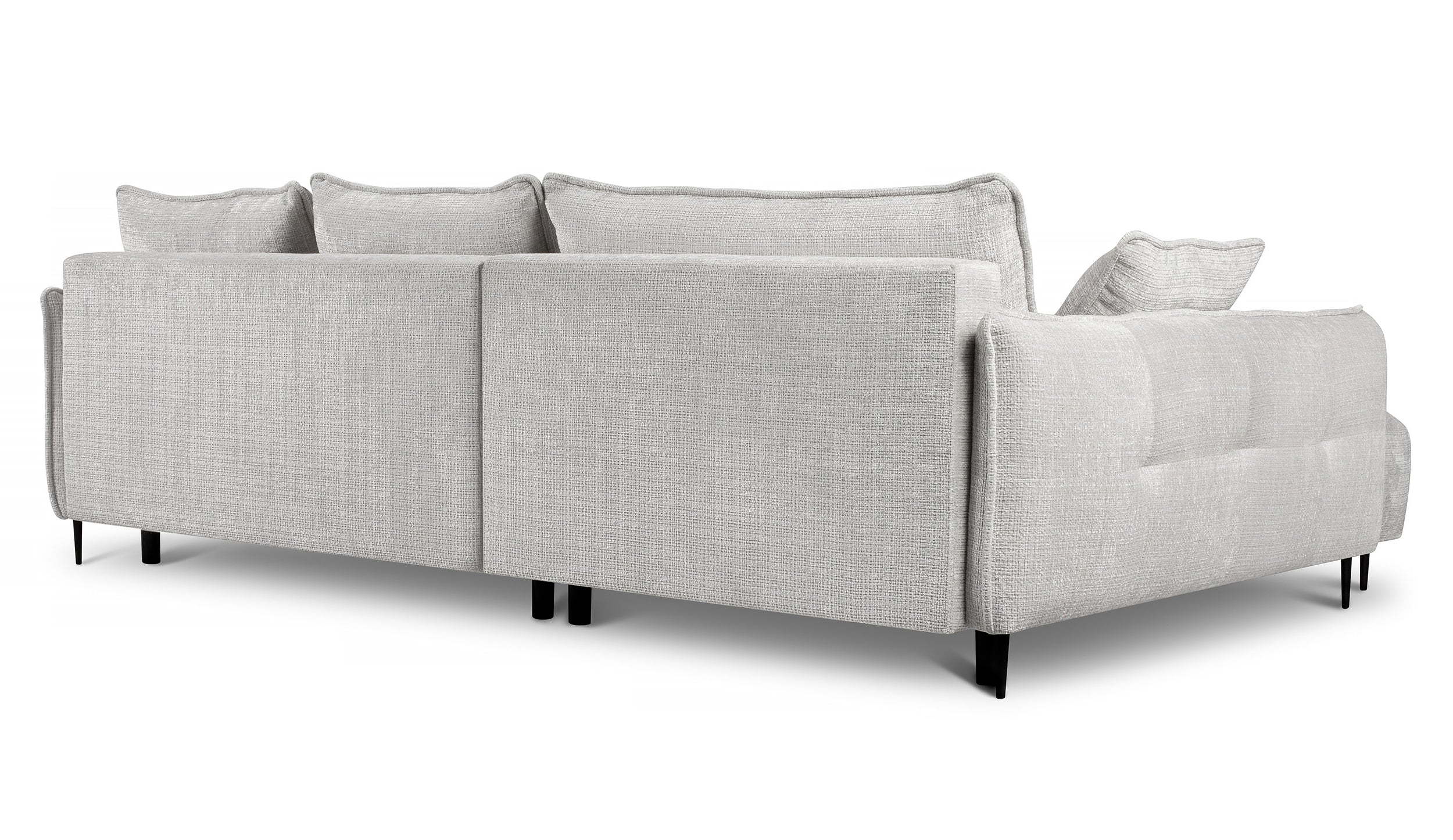 Ecksofa Oblivio mit Schlaf-Funktion, L-förmig, mit Stauraum, hellgrauer Chenille, linksseitig