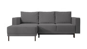 Ecksofa mit Schlaffunktion Rodario Mini, L-förmig, mit Stauraum, dunkelgrauer, leicht zu reinigender Samt, linksseitig
