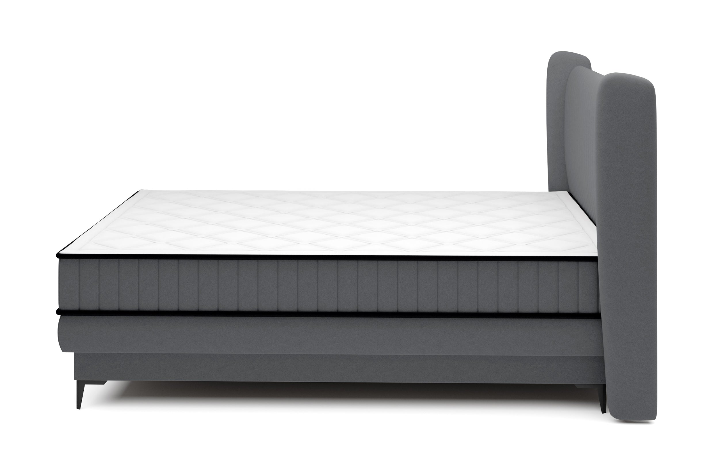 Kontinentales Bett 140x200 cm Daliano mit Stauraum, dunkelgrauer Samt