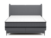 Kontinentales Bett 140x200 cm Daliano mit Stauraum, dunkelgrauer Samt