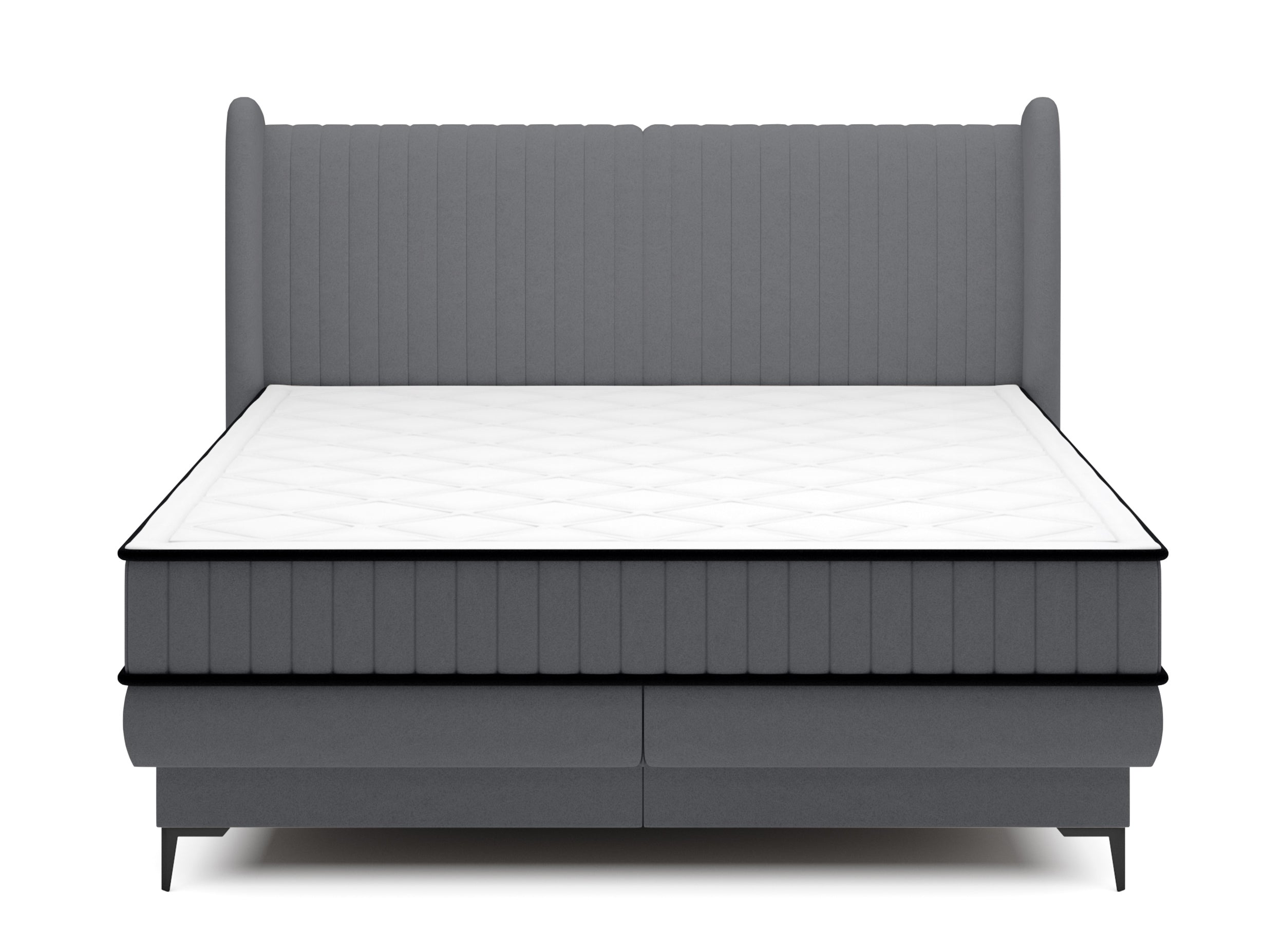 Kontinentales Bett 140x200 cm Daliano mit Stauraum, dunkelgrauer Samt