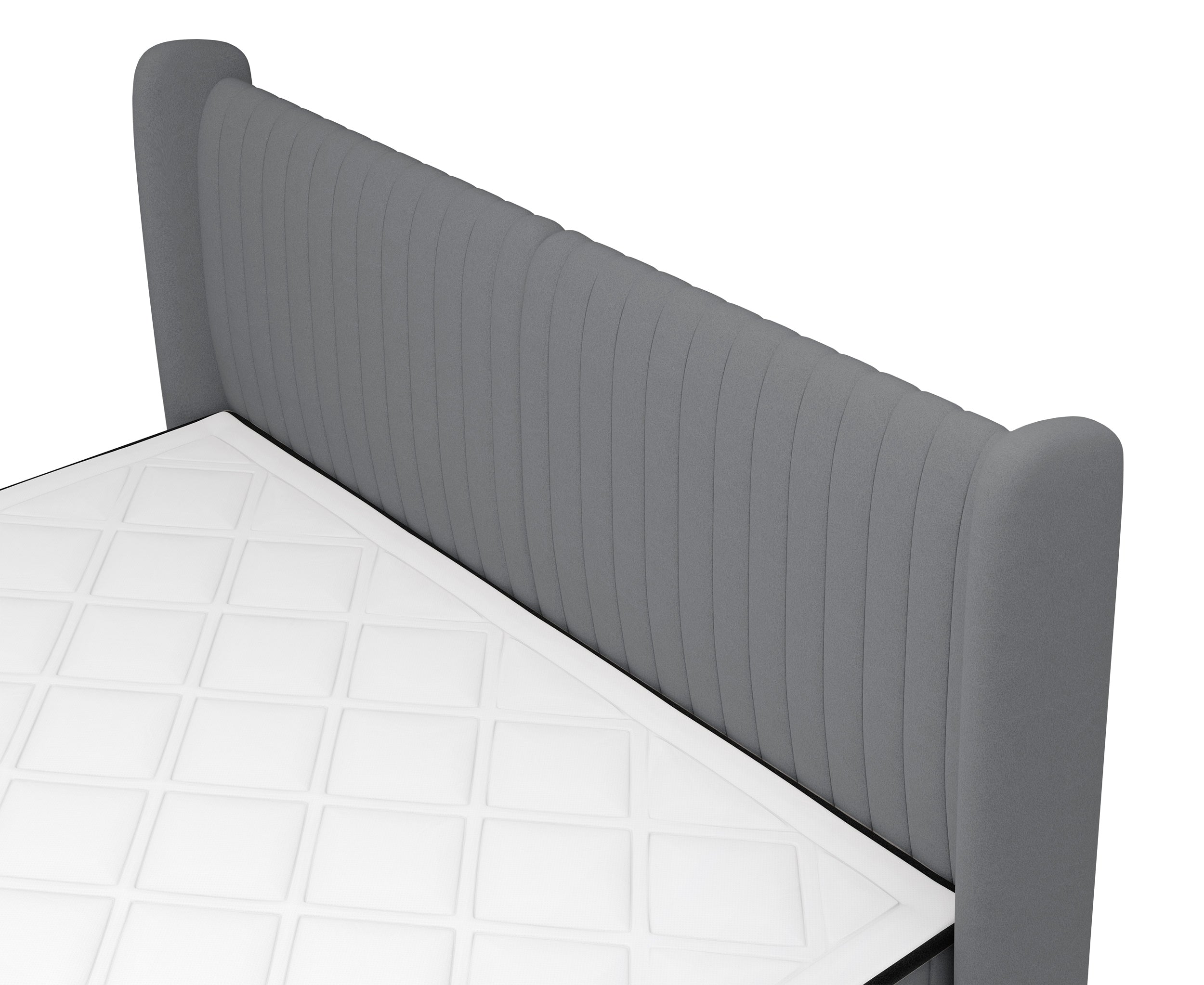 Kontinentales Bett 140x200 cm Daliano mit Stauraum, dunkelgrauer Samt