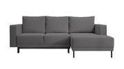 Ecksofa mit Schlaffunktion Rodario Mini, L-förmig, mit Stauraum, dunkelgrauer, leicht zu reinigender Samt, rechtsseitig