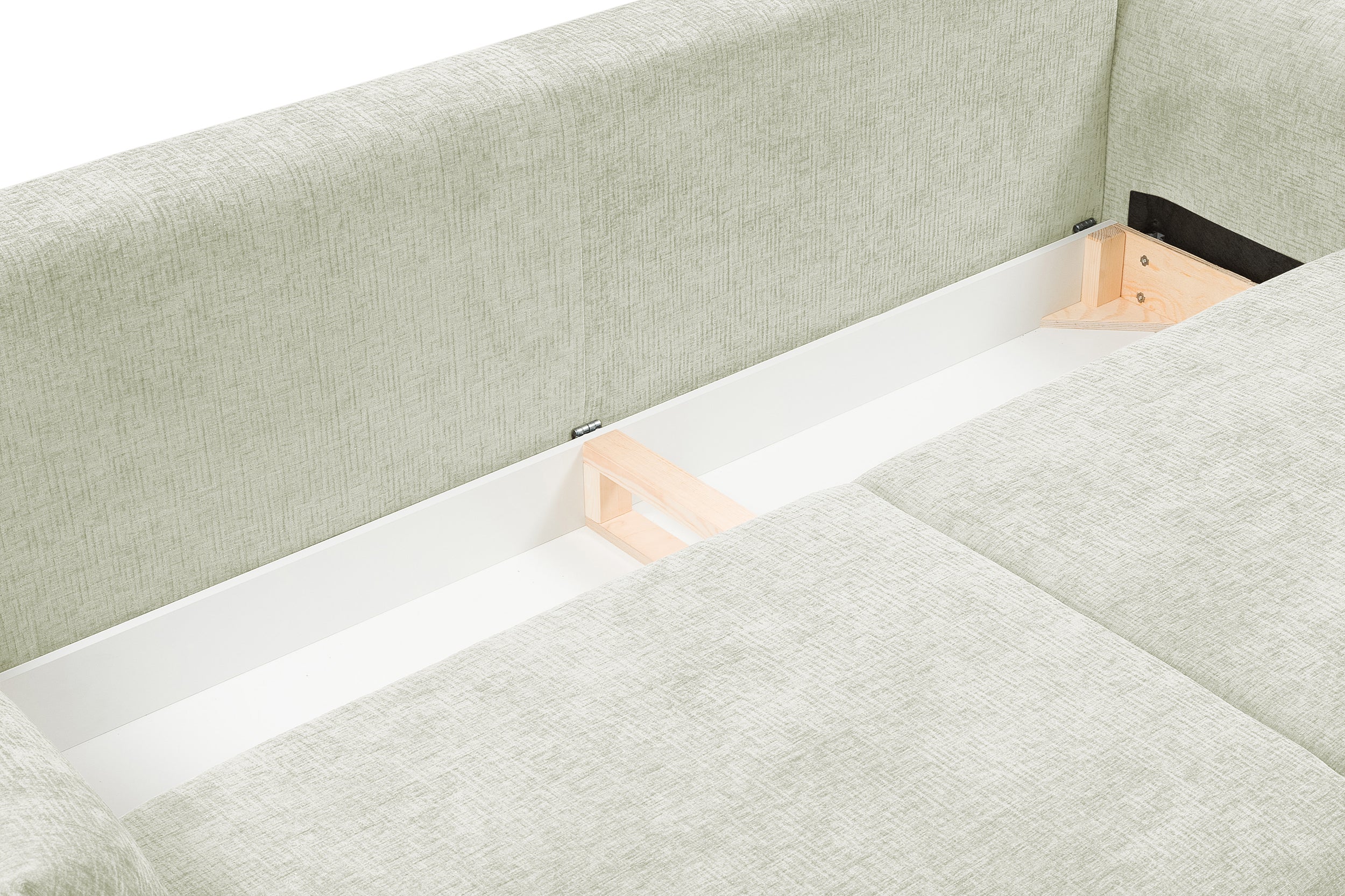 Dreisitziges ausklappbares Sofa Candeiro mit Stauraum, beige Chenille