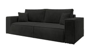 Dreisitziges ausziehbares Sofa Farese mit Stauraum, schwarz, Cordstoff
