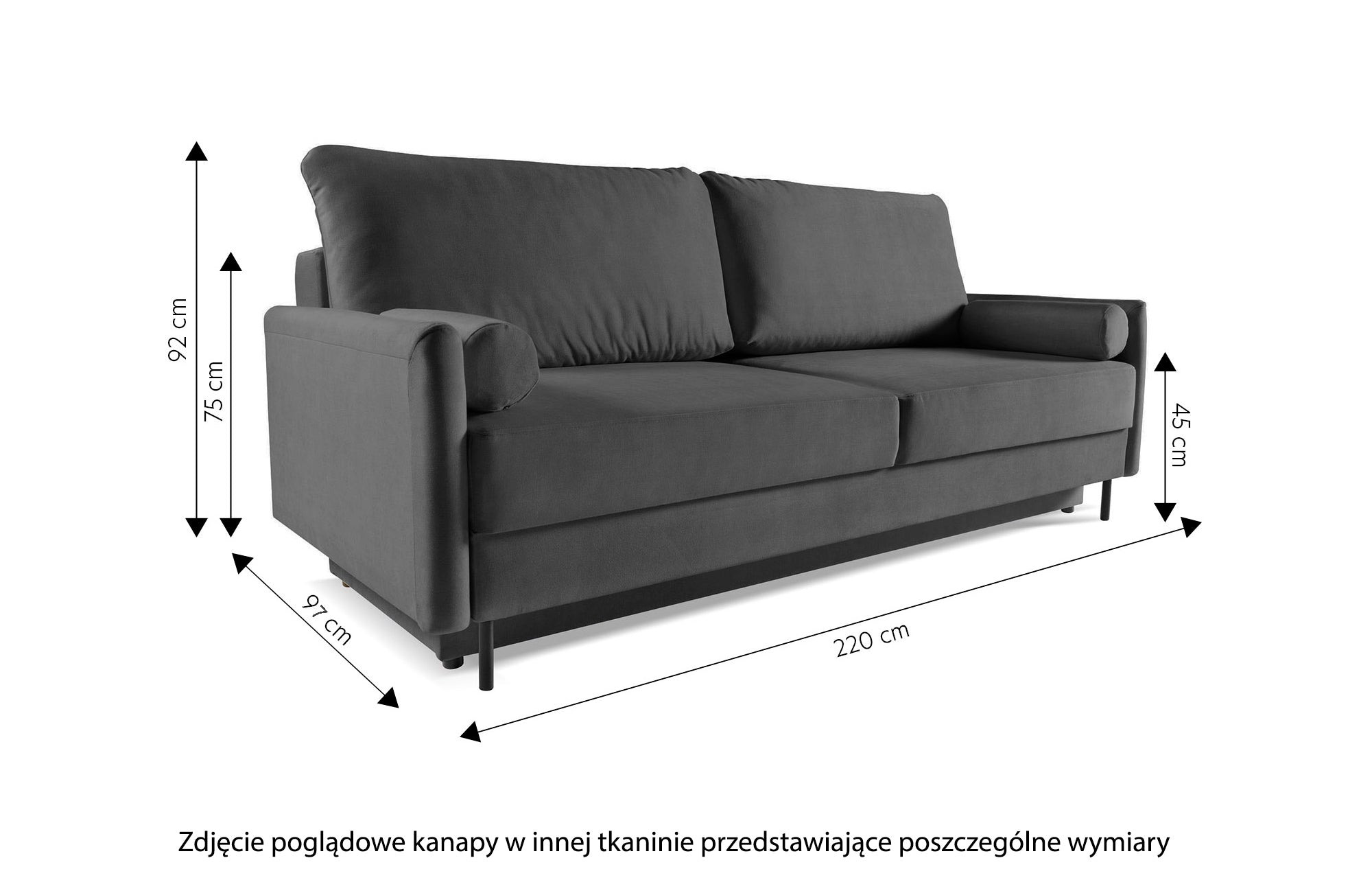 Dreisitziges ausklappbares Sofa Tomonde mit Stauraum, marineblauer, leicht zu reinigender Samtvelours