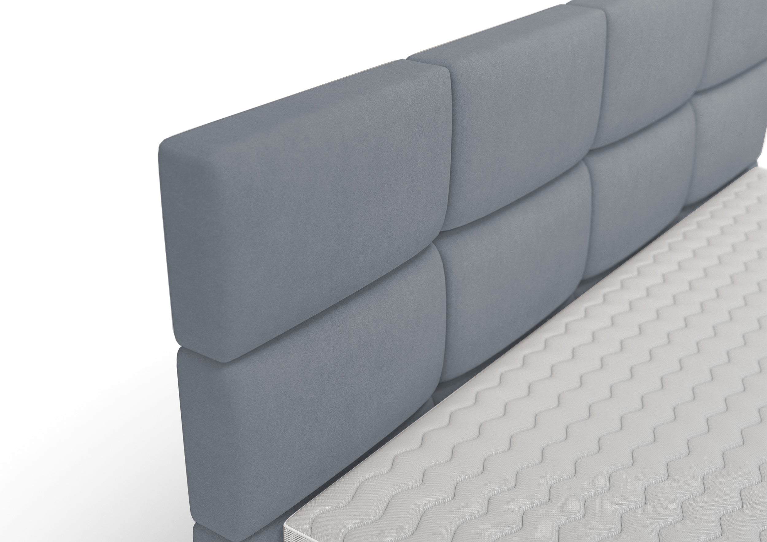 Kontinentales Bett 160x200 cm Rektango mit Stauraum und Topper, grafischer Samt