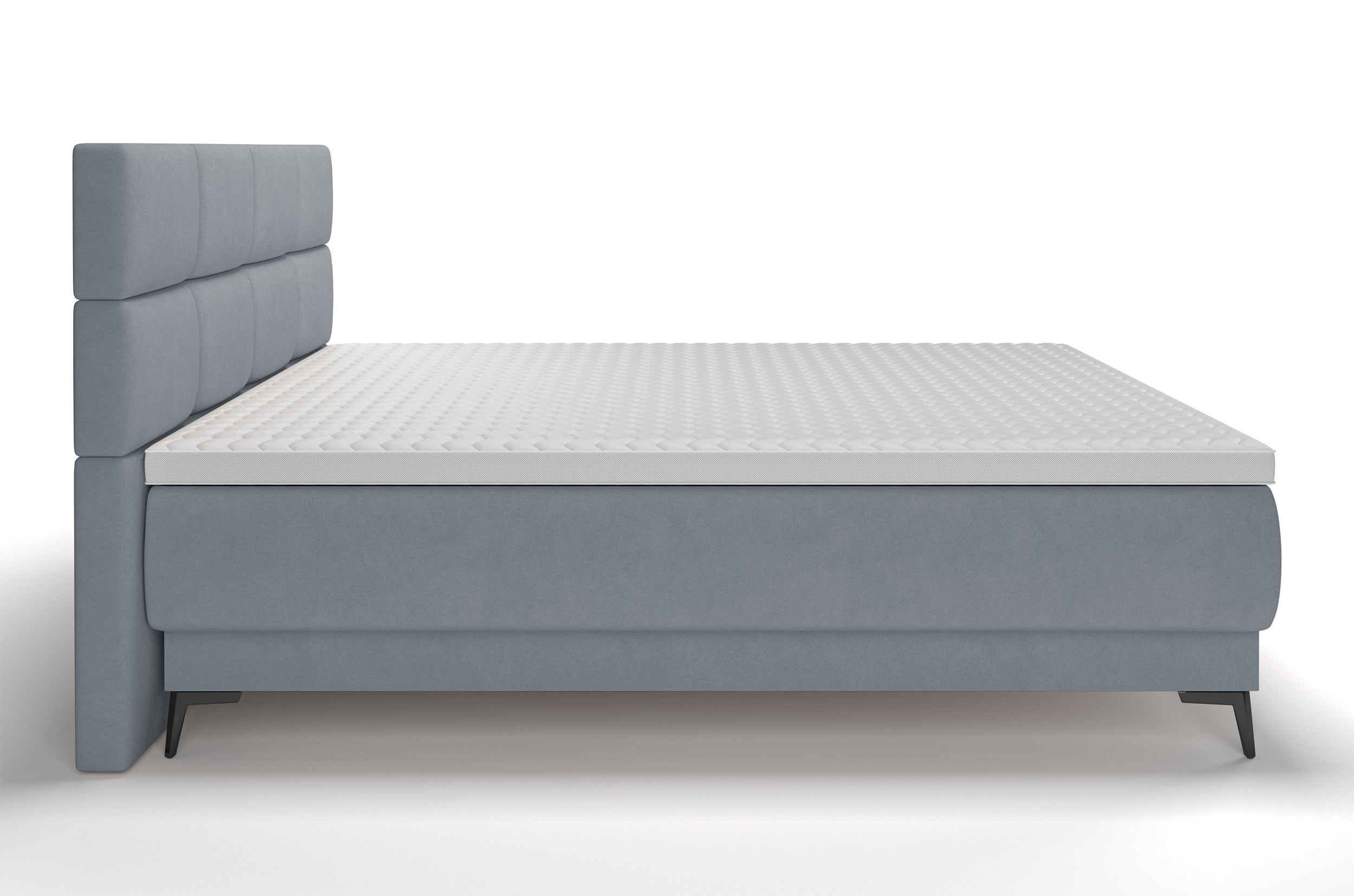 Kontinentales Bett 160x200 cm Rektango mit Stauraum und Topper, grafischer Samt