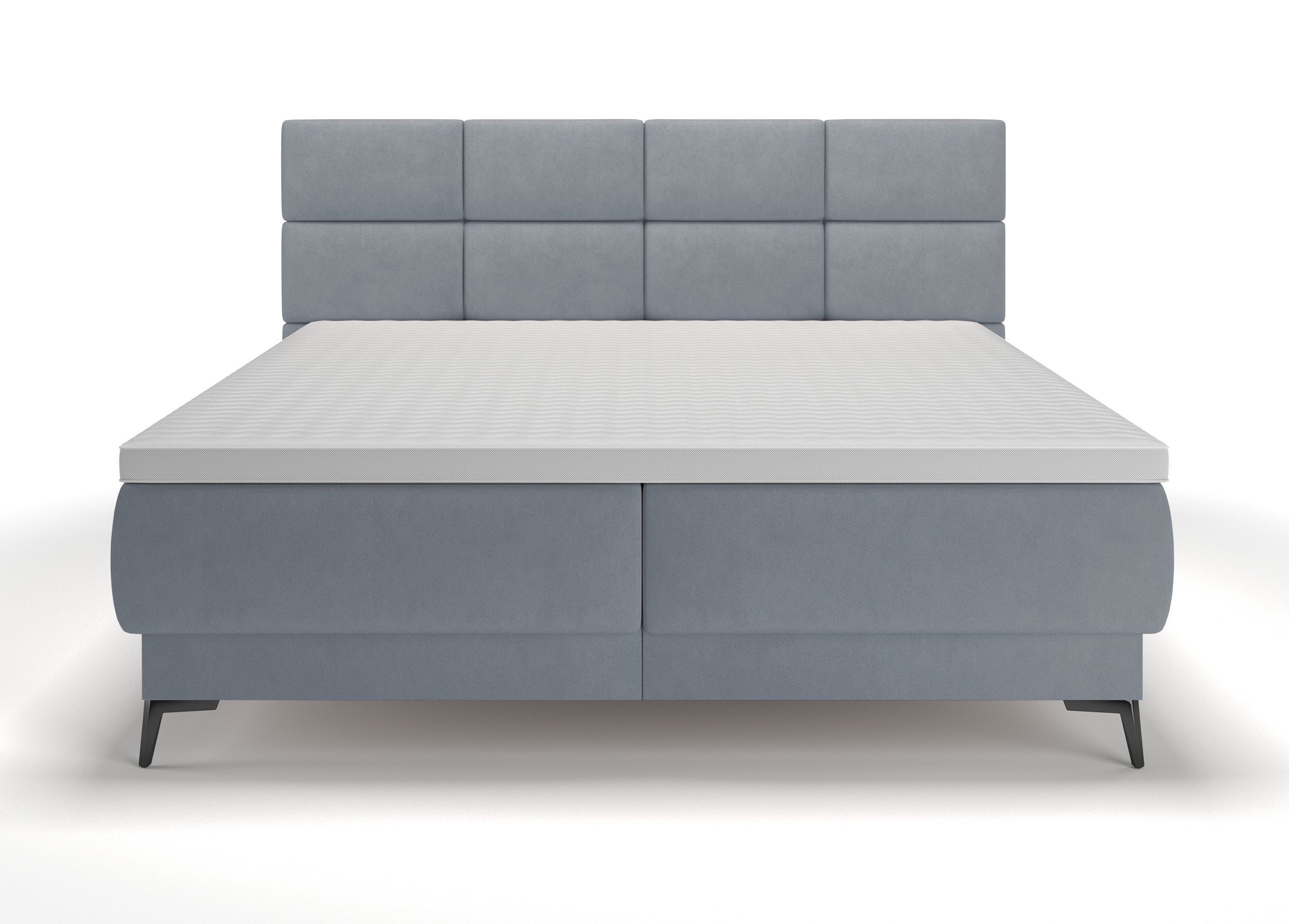 Kontinentales Bett 160x200 cm Rektango mit Stauraum und Topper, grafischer Samt