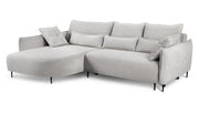 Ecksofa Oblivio mit Schlaf-Funktion, L-förmig, mit Stauraum, hellgrauer Chenille, linksseitig
