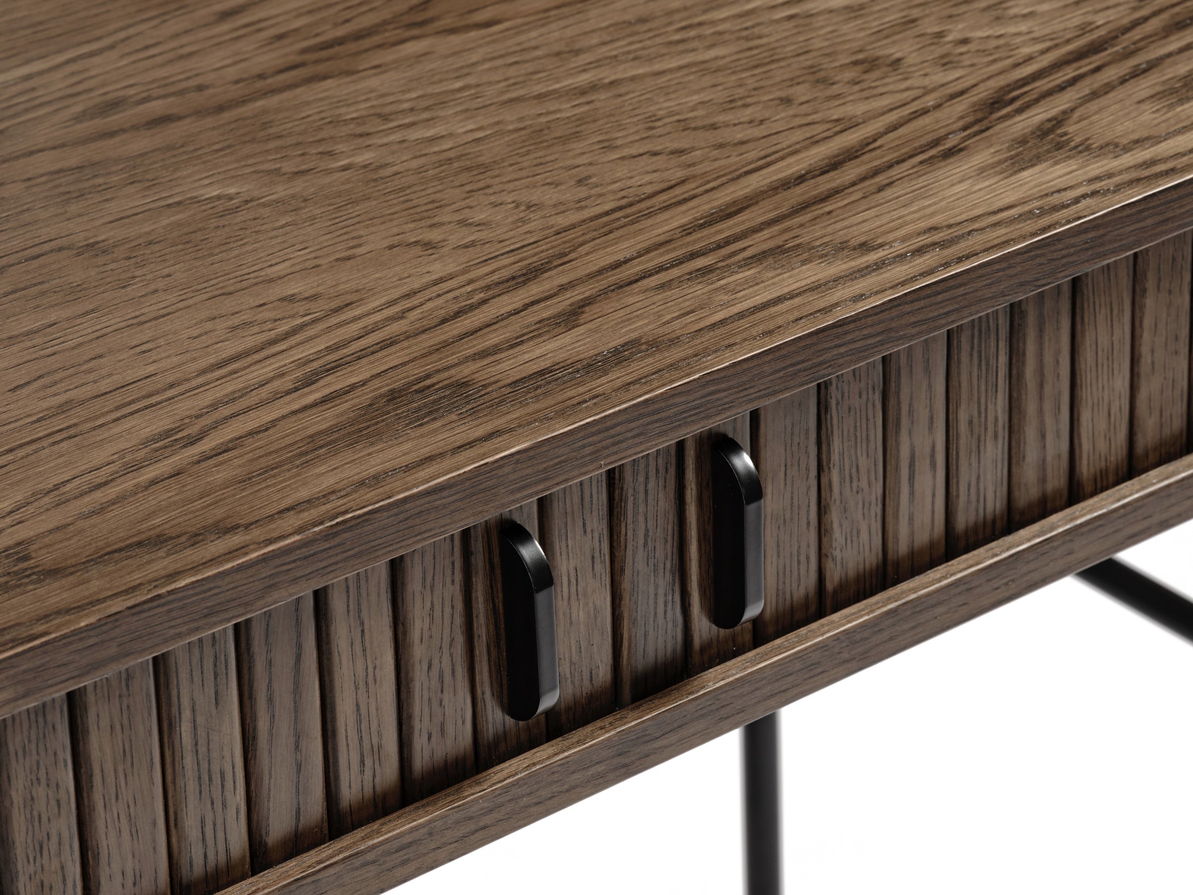 Schreibtisch Gativel 120x60 cm Lamellen in gebranntem Eichenholz