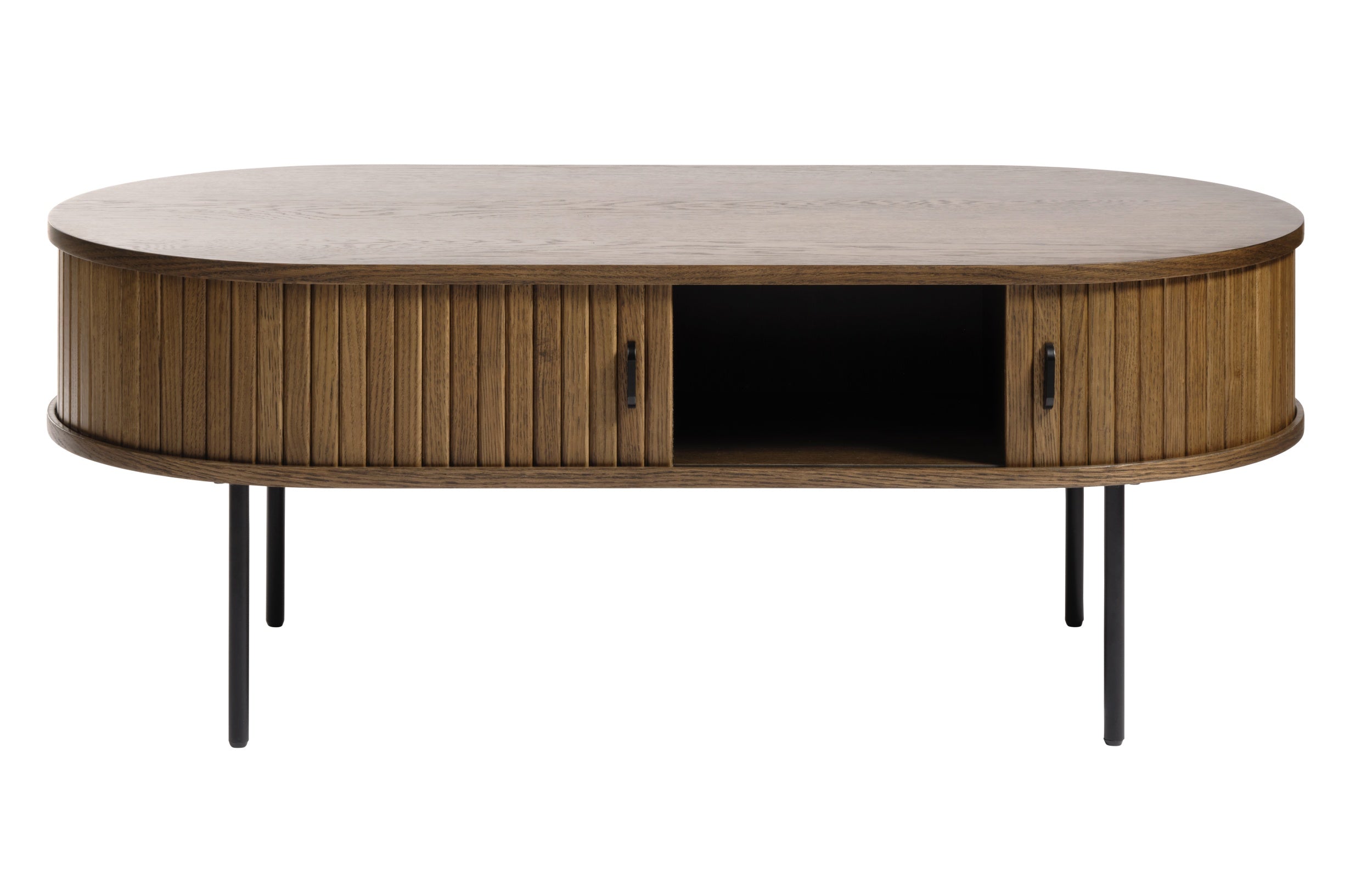 Holz-Couchtisch Gativel 120x60 cm, Lamellen in gebranntem Eichenholz