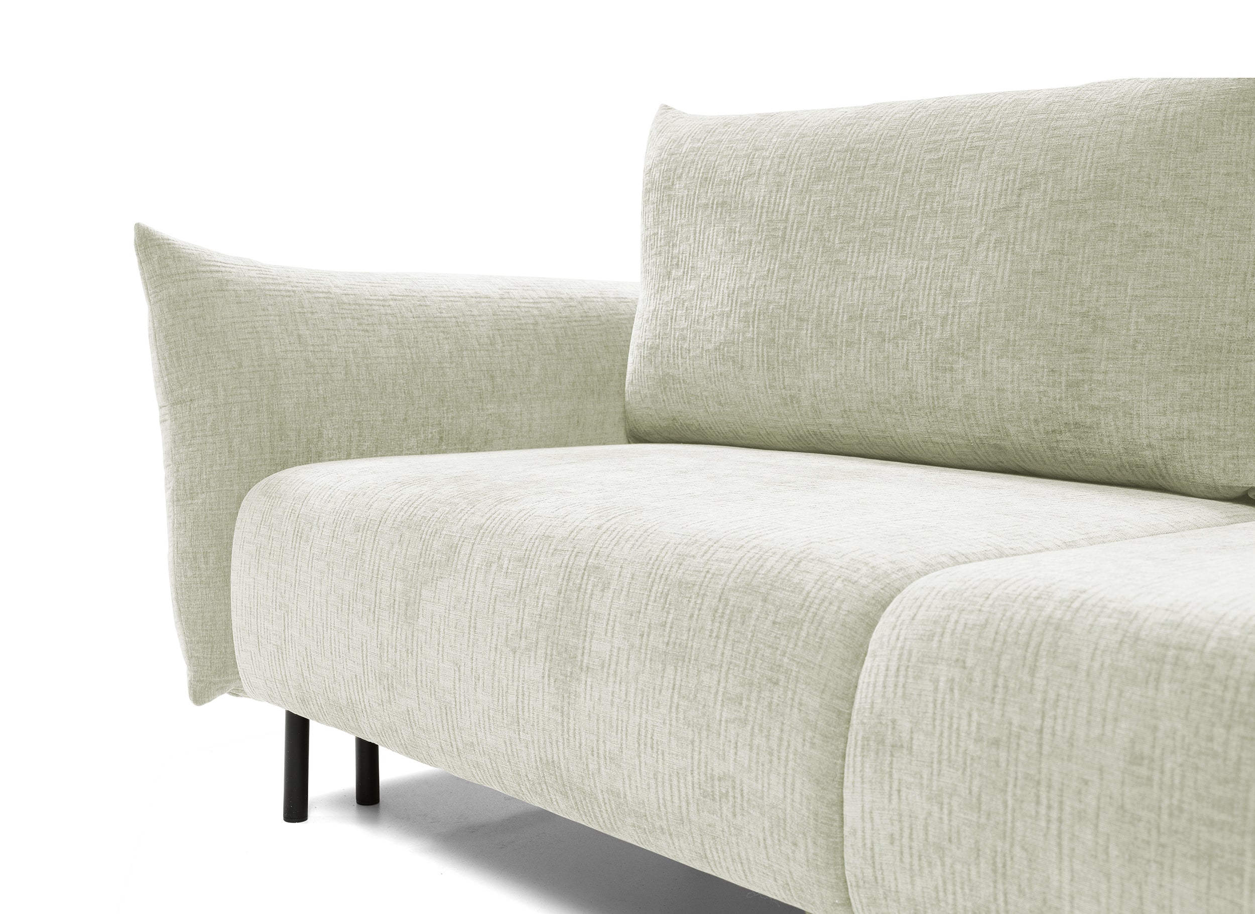 Dreisitziges ausklappbares Sofa Candeiro mit Stauraum, cremefarbenes Chenille