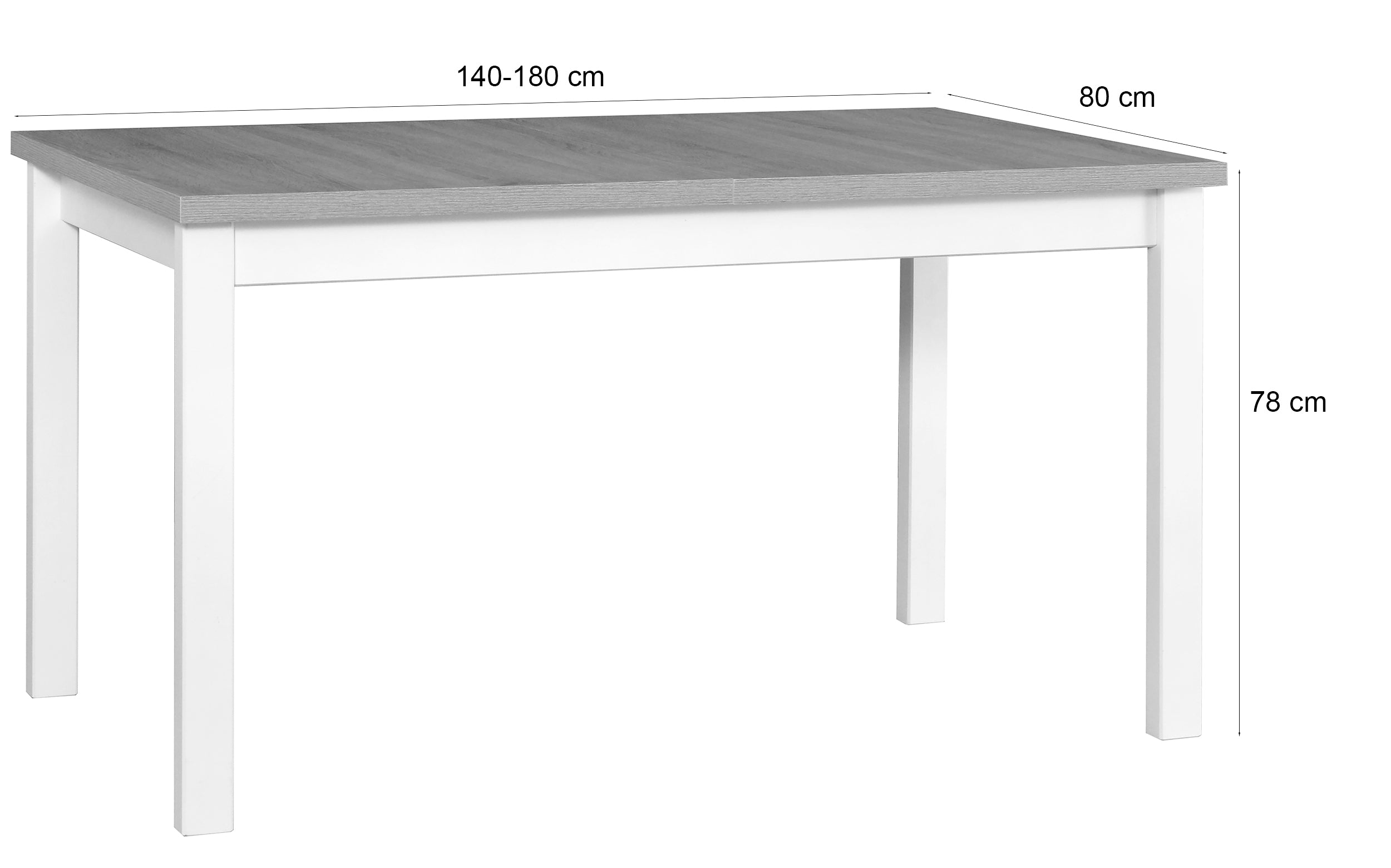 Ausziehbarer Esstisch aus Holz Moized 140-180x80 cm Weiß/Eiche Grandson