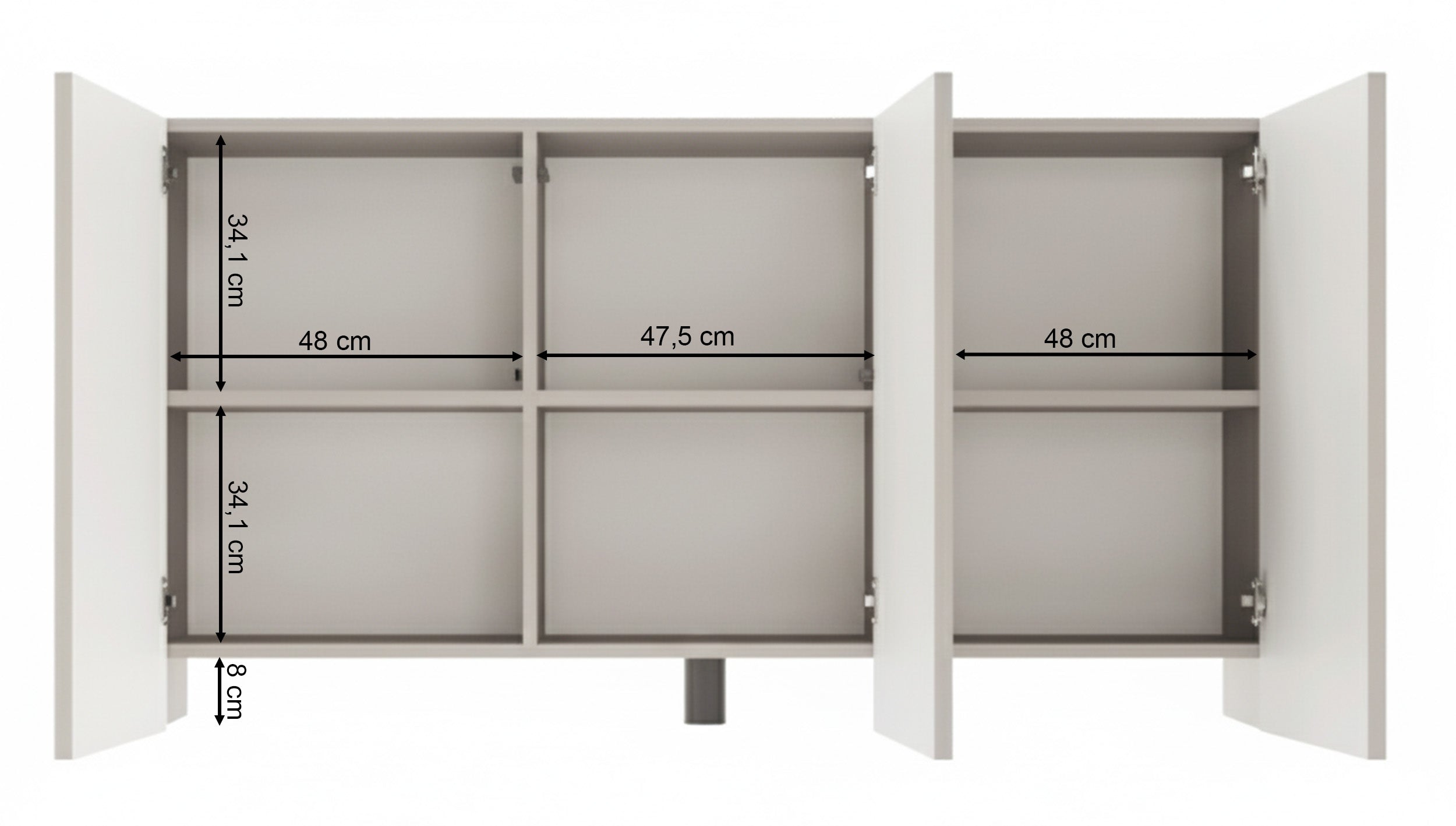 Drehtür-Kommode Arkadia mit gefrästen Fronten 150 cm Kaschmir
