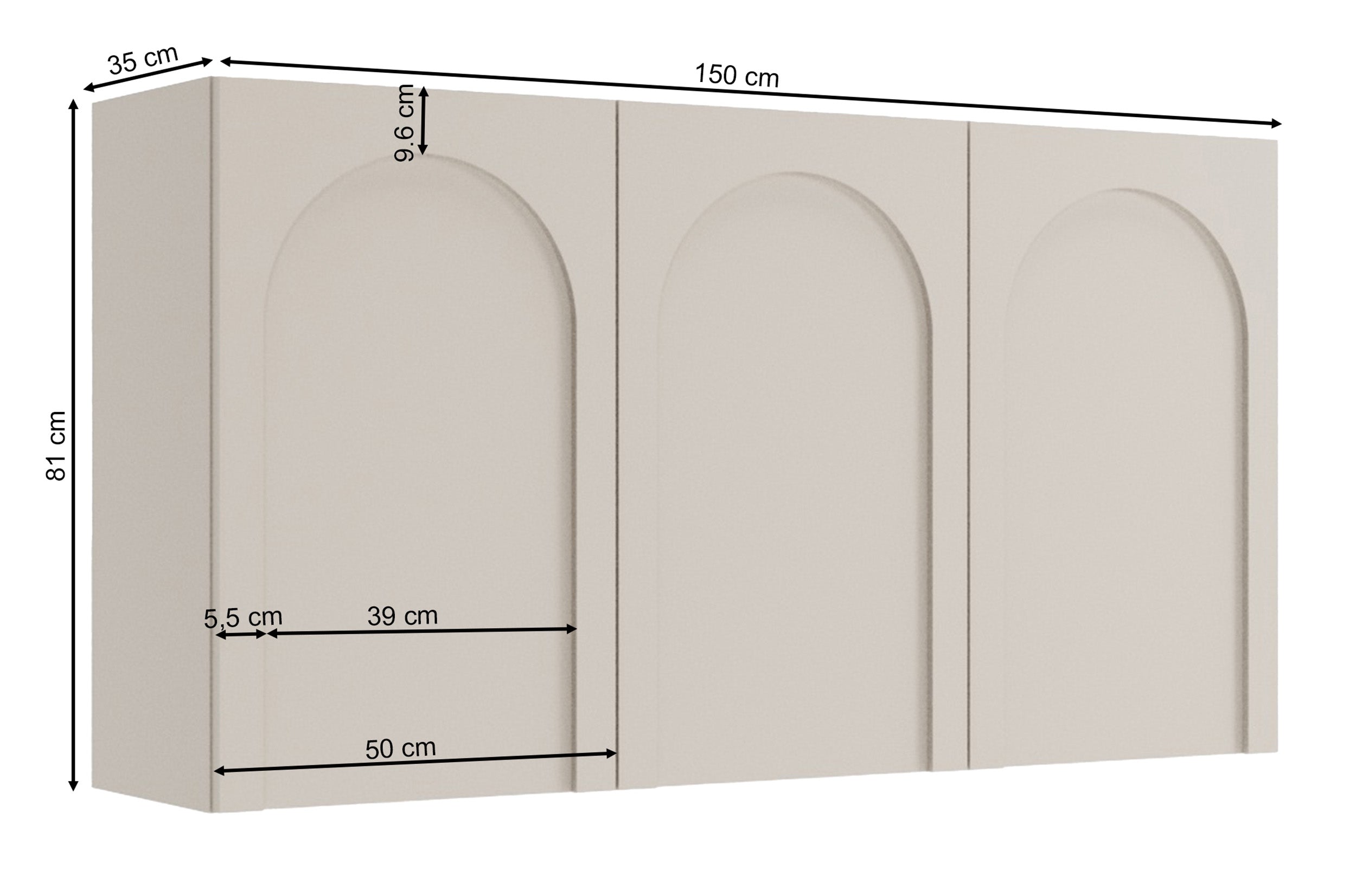 Drehtür-Kommode Arkadia mit gefrästen Fronten 150 cm Kaschmir