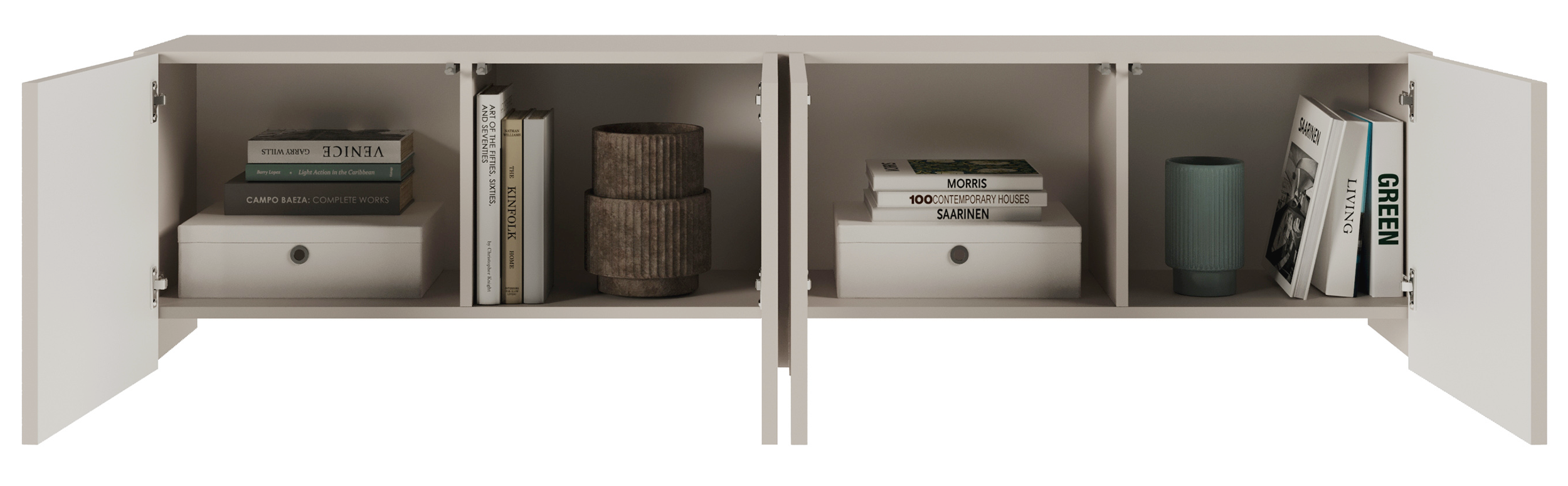 TV-Schrank Arkadia mit vier Türen und gefrästen Fronten, 200 cm, Kaschmir