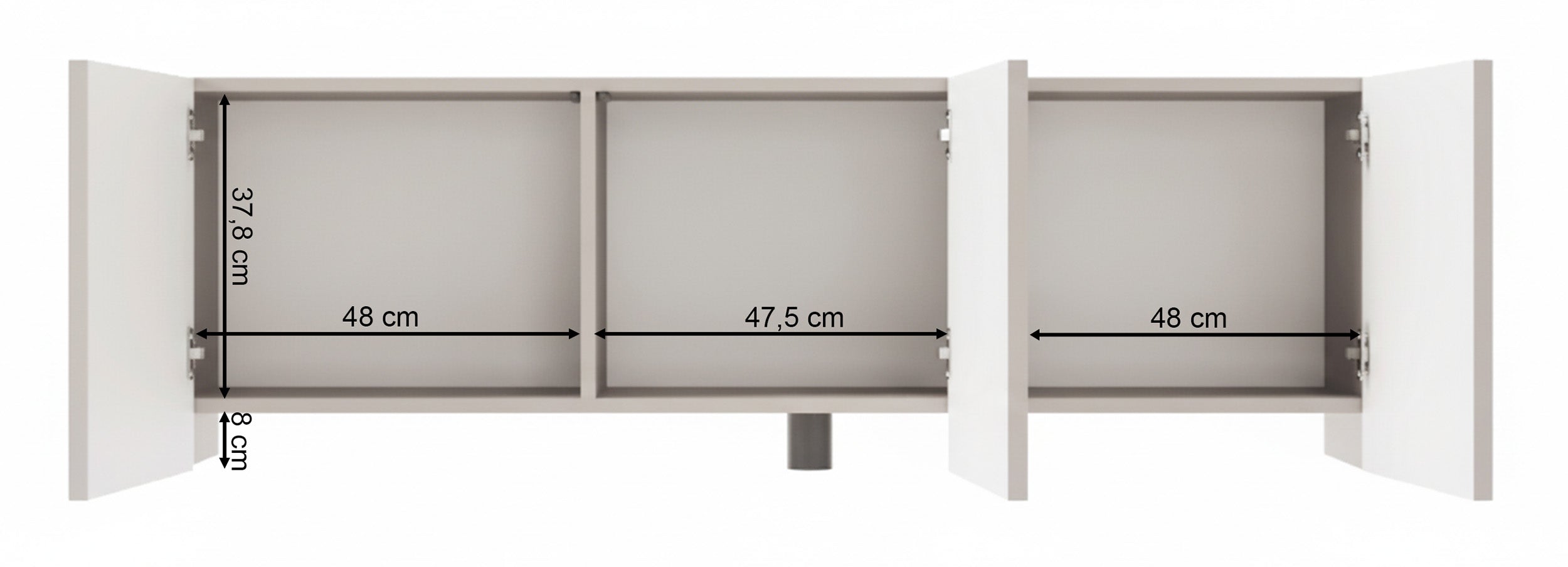 TV-Schrank Arkadia, dreitürig, mit gefrästen Fronten, 150 cm, Kaschmir