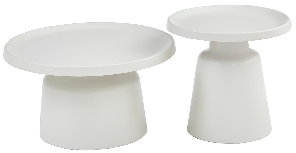 Brin Couchtisch-Set rund 70 und 50 cm cremefarben
