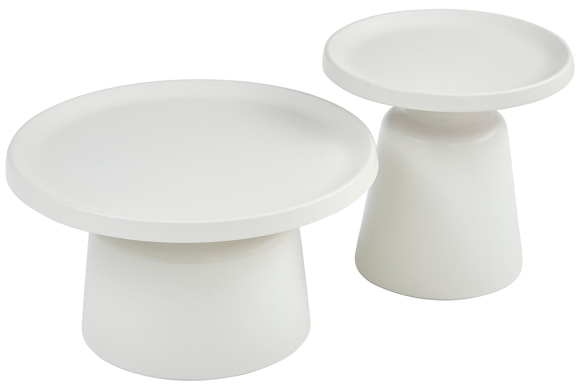 Brin Couchtisch-Set rund 70 und 50 cm cremefarben