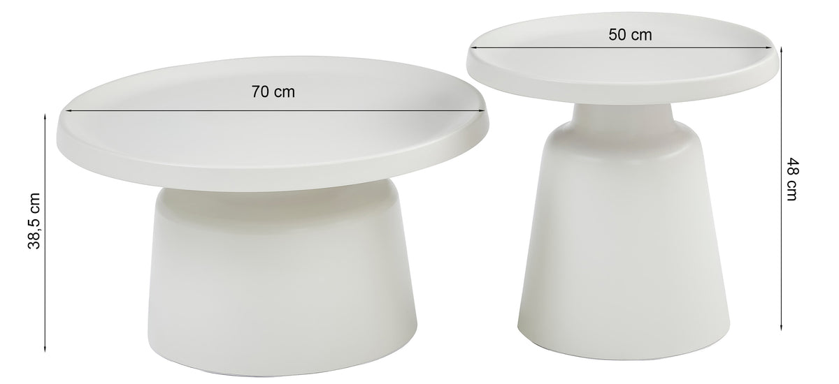 Brin Couchtisch-Set rund 70 und 50 cm cremefarben