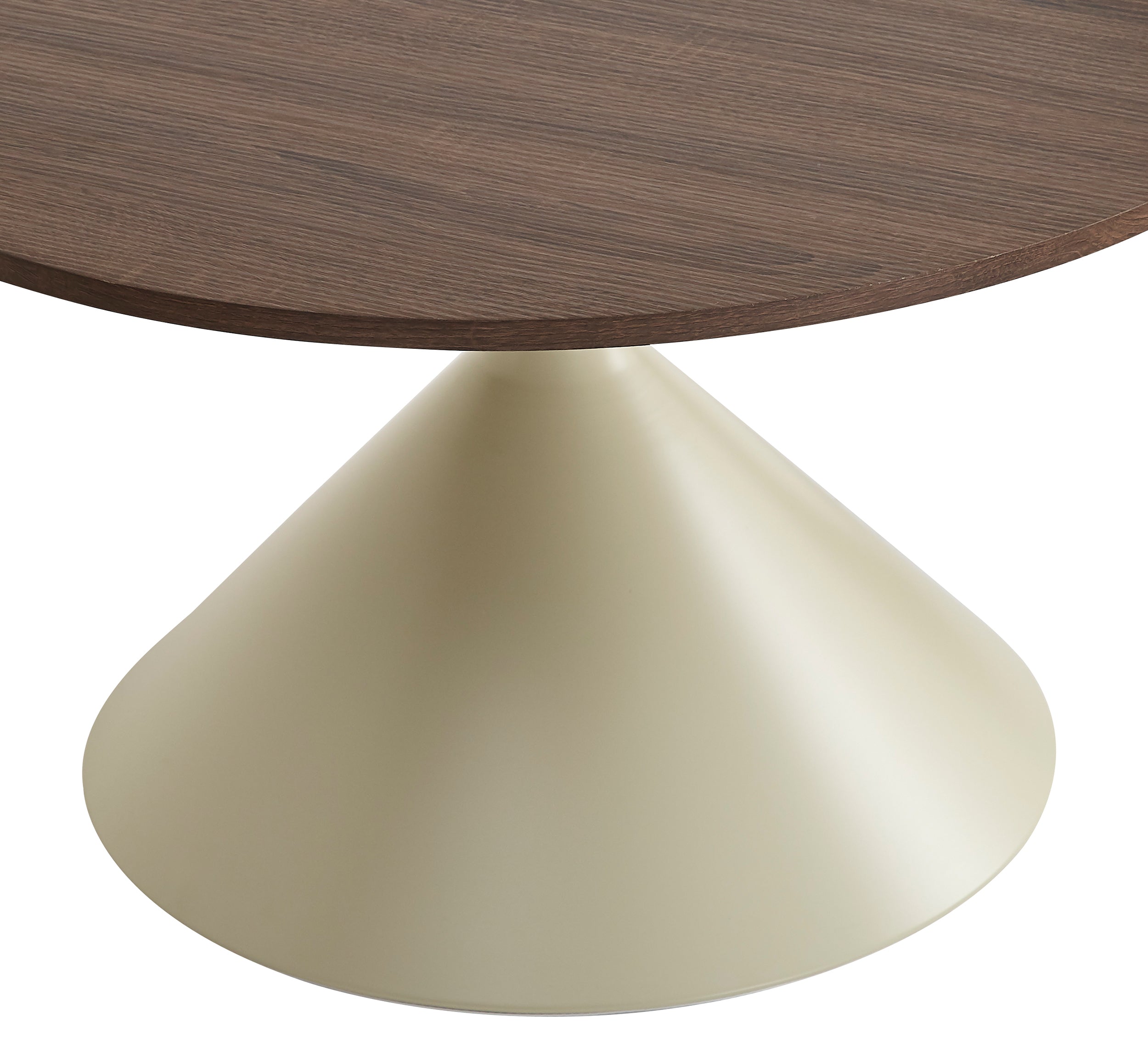 Adrize runde Couchtisch-Sets 50 und 70 cm Nussbaumfurnier mit beiger Metallbasis