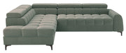 Ecksofa mit Schlafunktion Arellio, L-förmig, linksseitig, mit Stauraum, salbeigrüner Chenille-Bezug