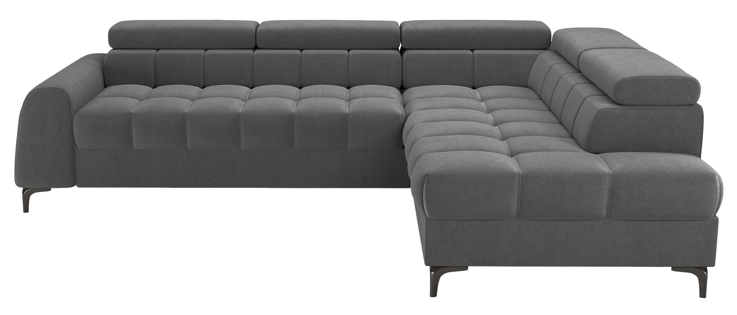 Ecksofa mit Schlaffunktion Arellio, L-förmig, rechtsseitig, mit Stauraum, grau-beiges Chenille