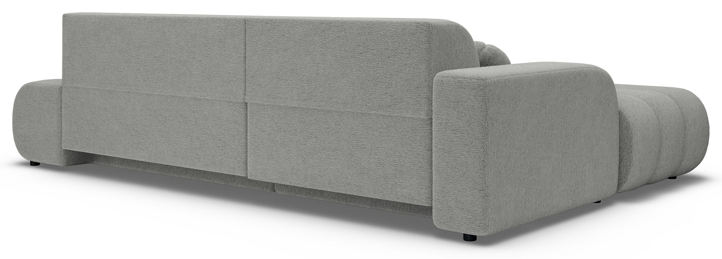 Ecksofa mit Schlaffunktion Arione, L-förmig, linksseitig, mit Stauraum, hellgrauer Chenille-Stoff